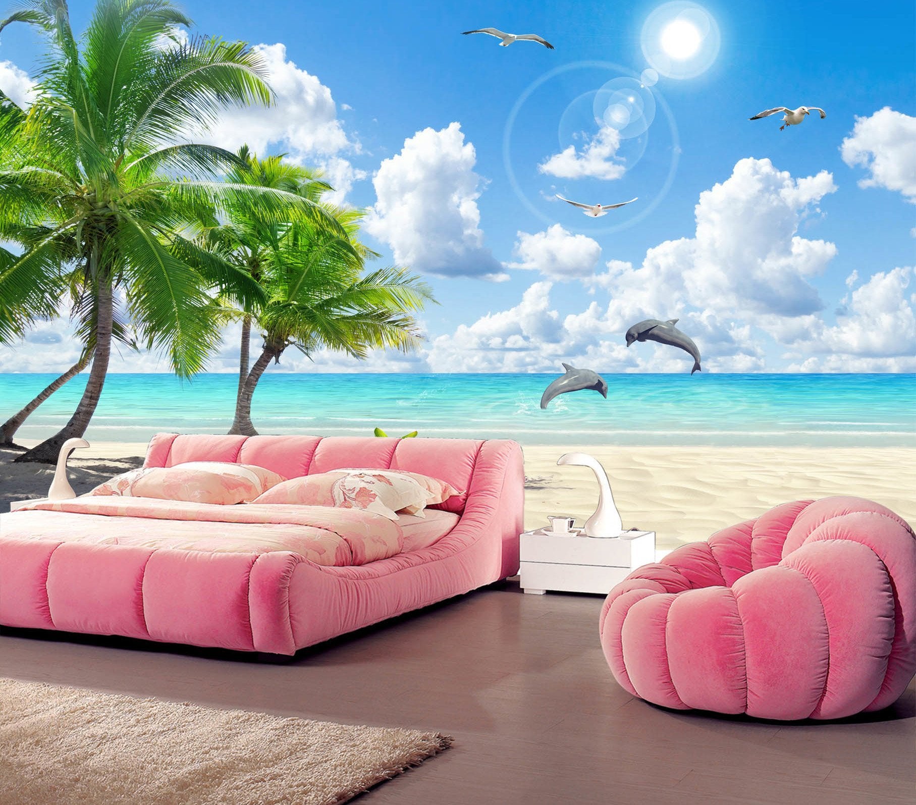 3D Sunlight Coconut Tree 300 Wallpaper AJ Wallpaper 