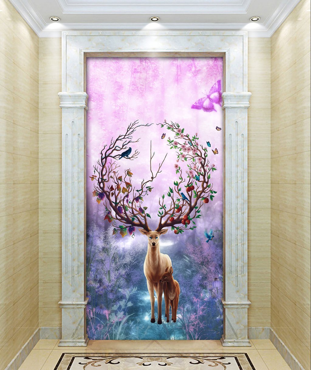 3D Elk Garland 654 Wall Murals Wallpaper AJ Wallpaper 2 