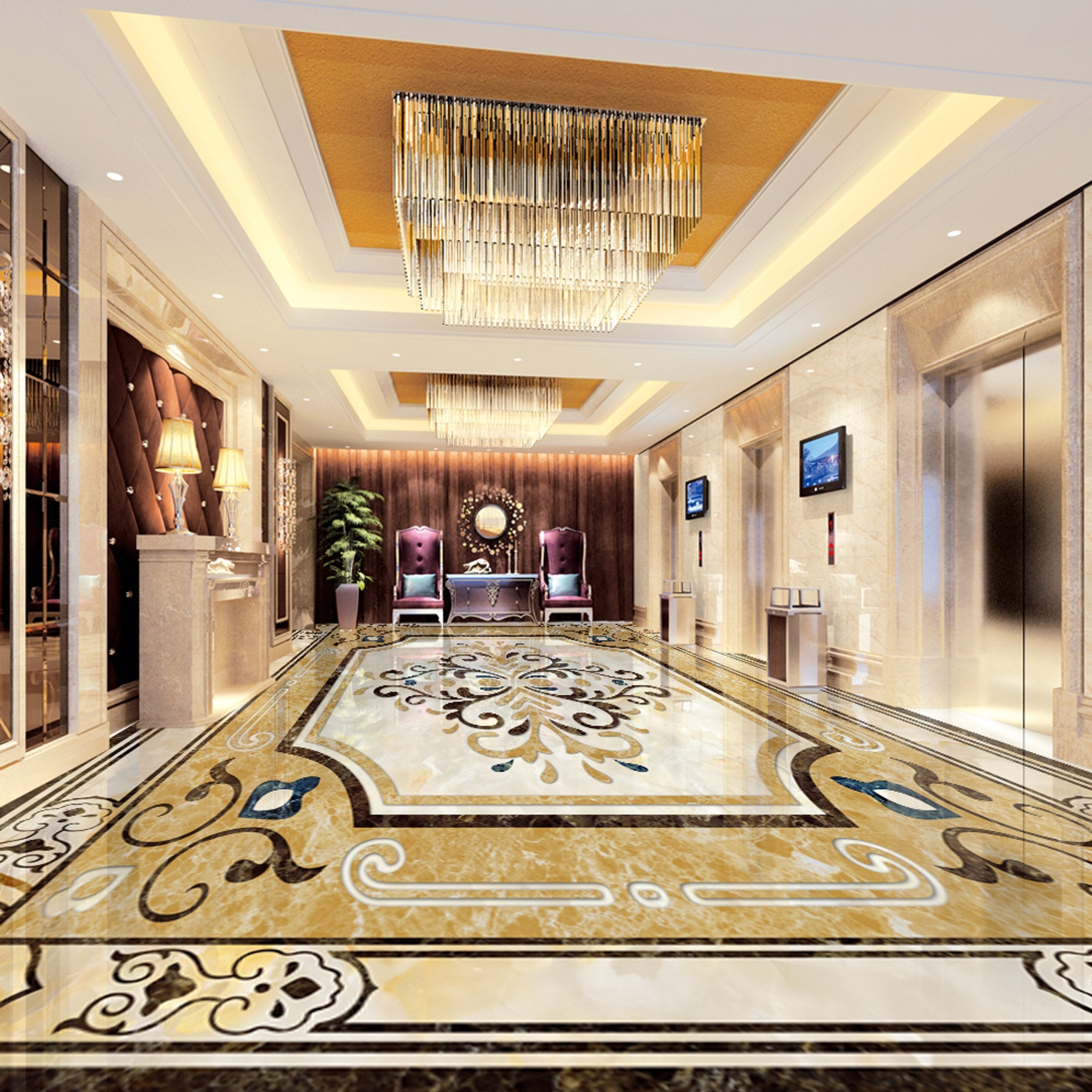 3D Marble Rectangle Pattern WG420 Floor Mural Wallpaper AJ Wallpaper 2 