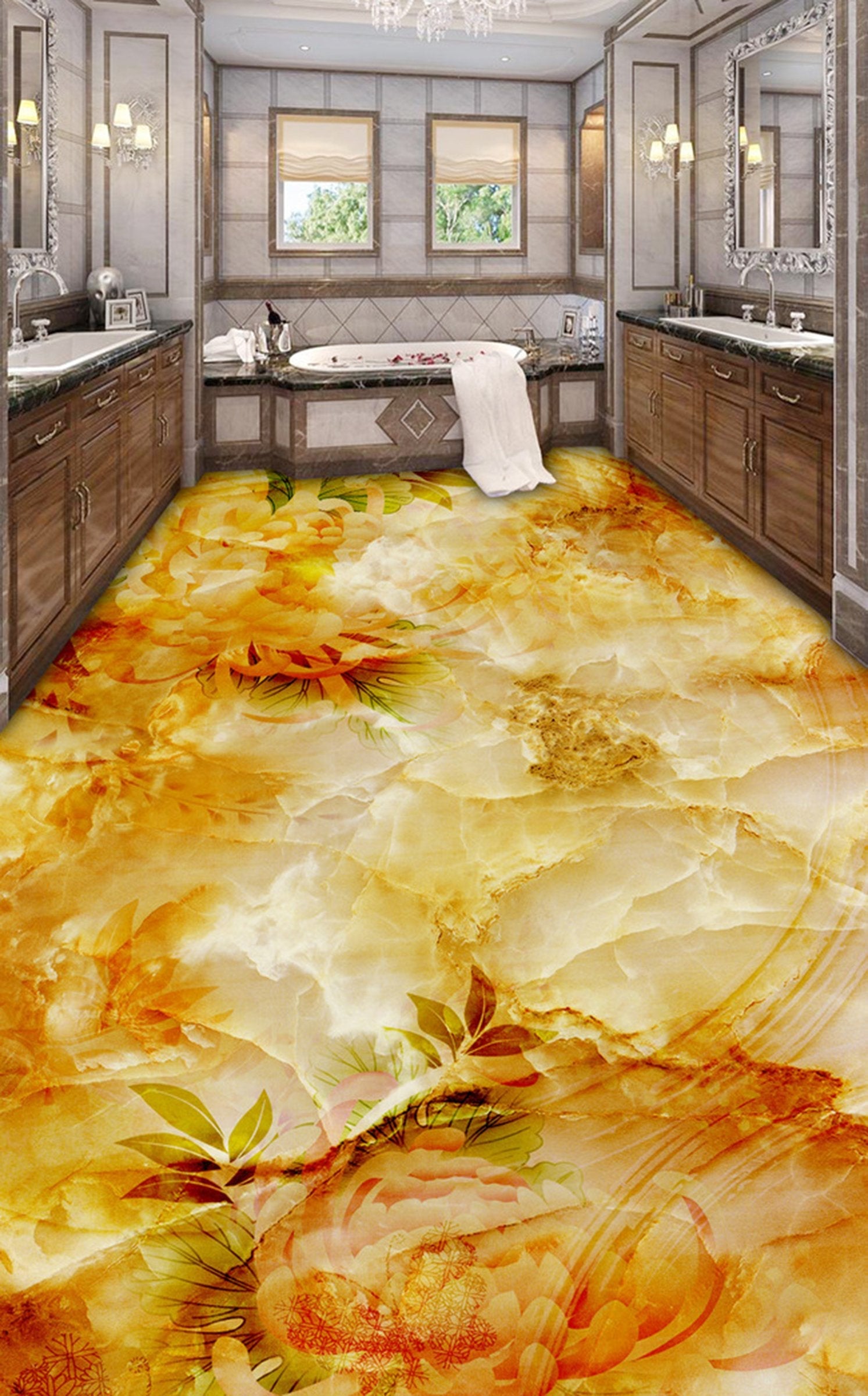 3D Yellow Flower WG027 Floor Mural Wallpaper AJ Wallpaper 2 