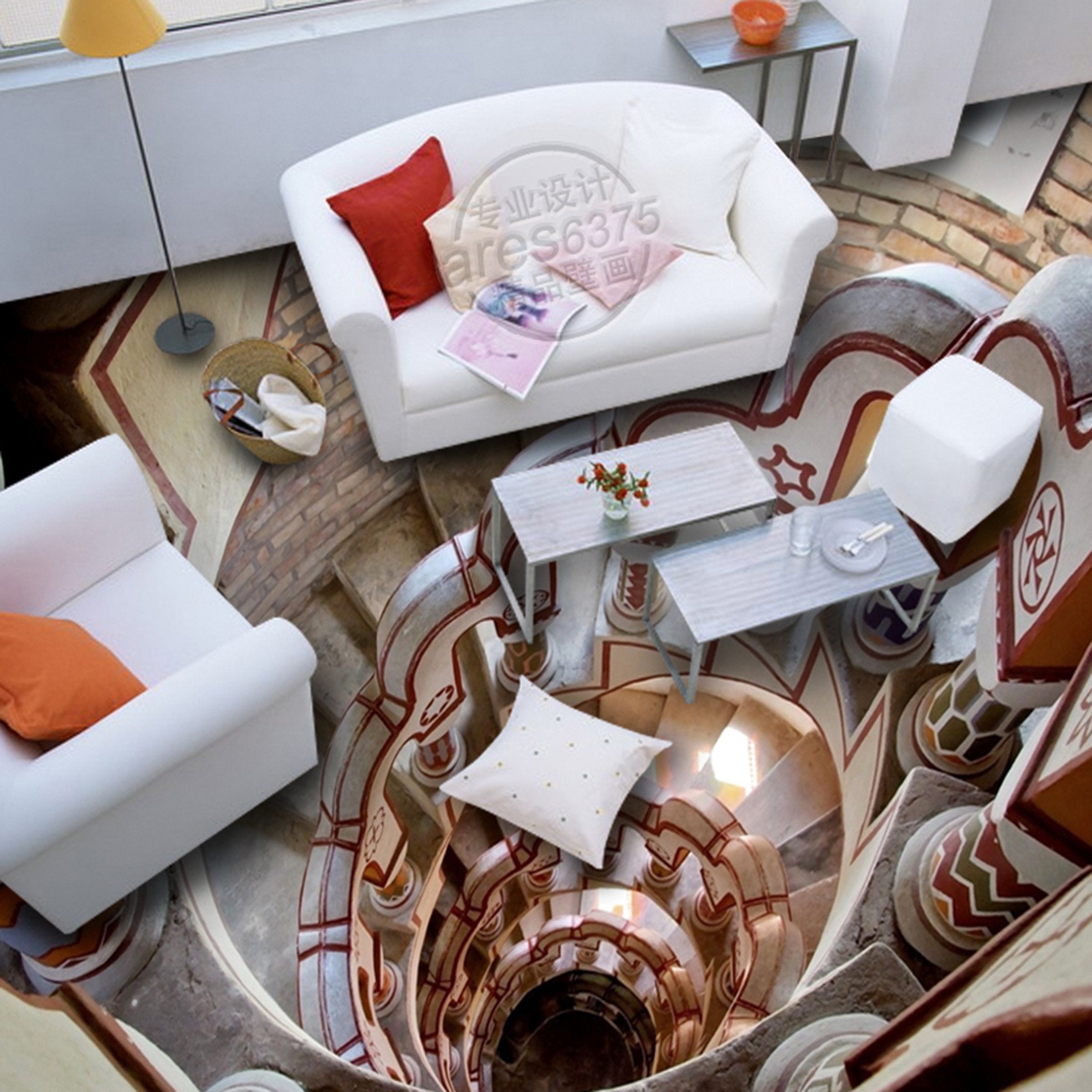 3D Swirl Pattern WG245 Floor Mural Wallpaper AJ Wallpaper 2 