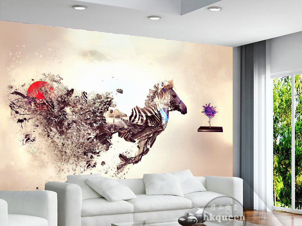 3D Zebra Running WG064 Wall Murals
