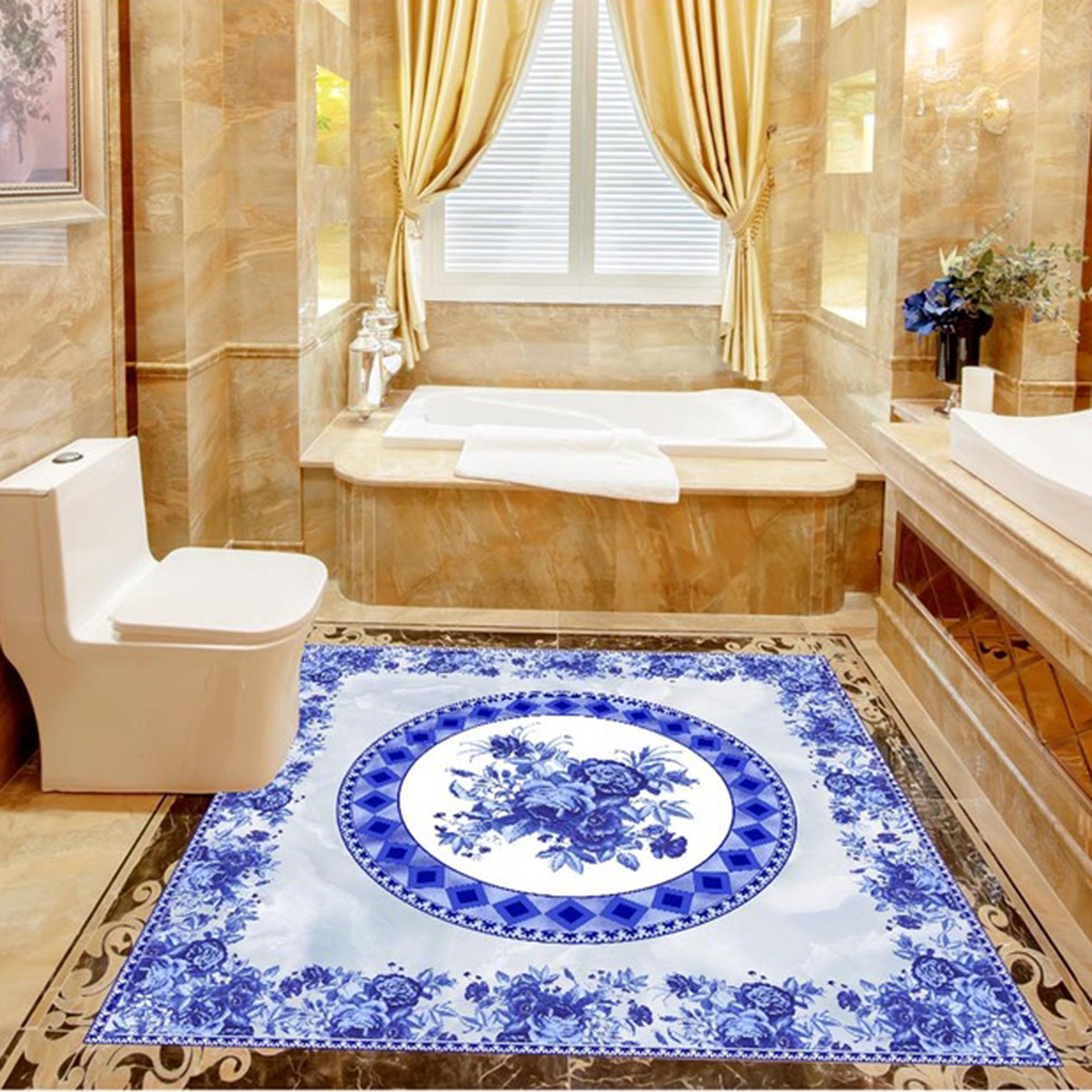 3D Blue And White Porcelain Pattern WG255 Floor Mural Wallpaper AJ Wallpaper 2 