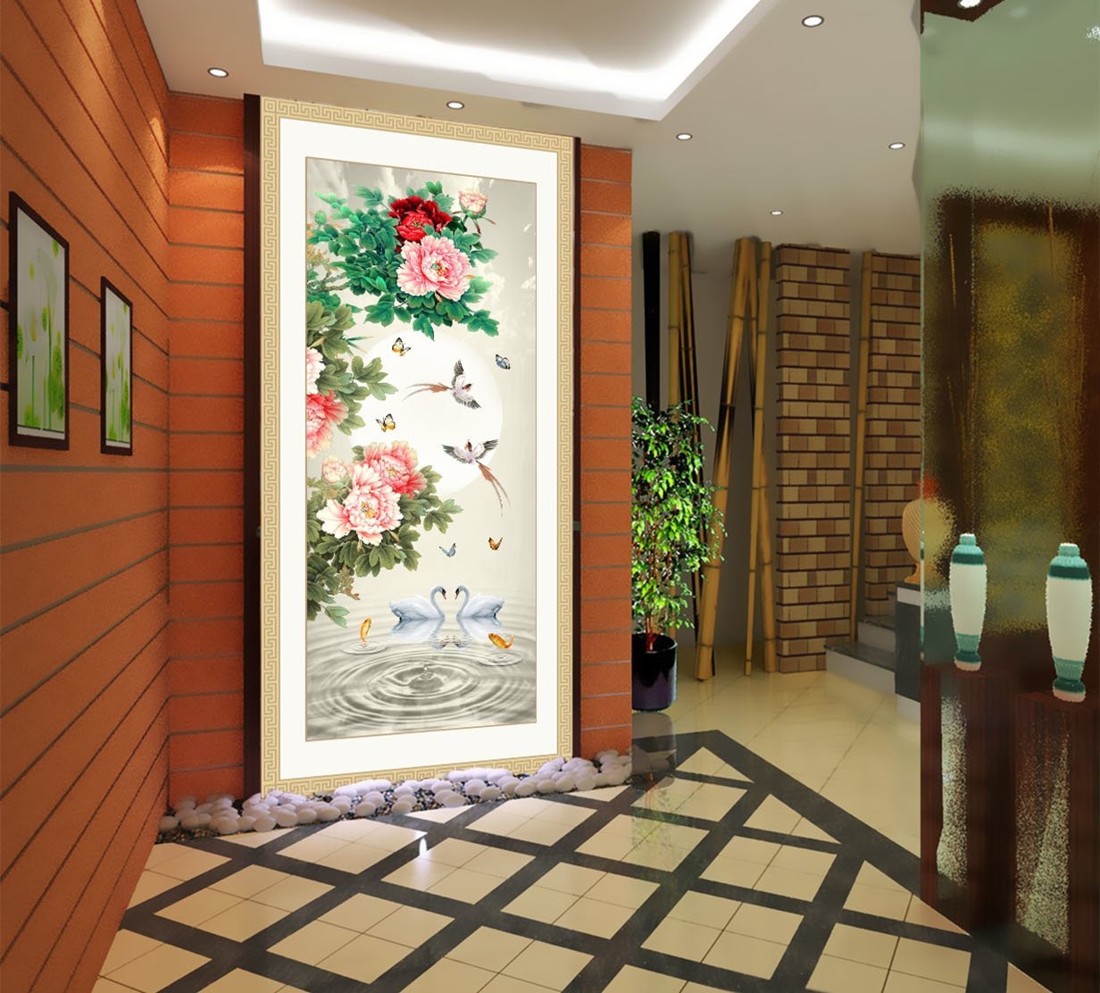 3D Water Flower Butterfly 392 Wallpaper AJ Wallpaper 