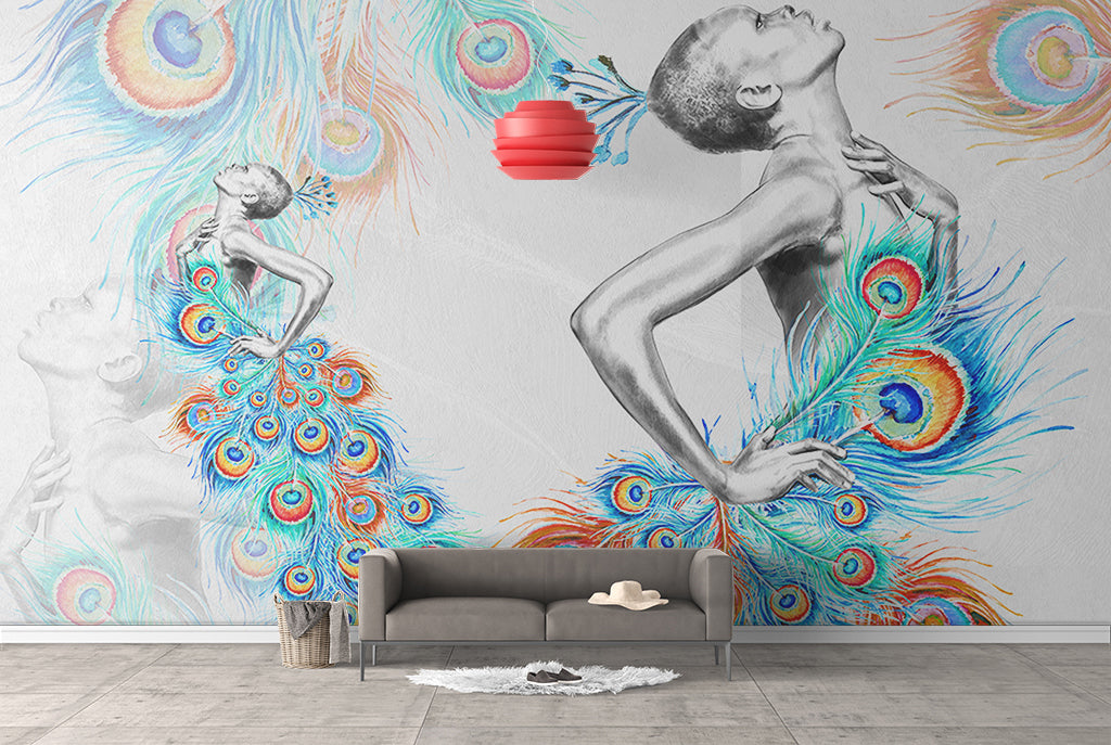 3D Peacock Dress WG270 Wall Murals