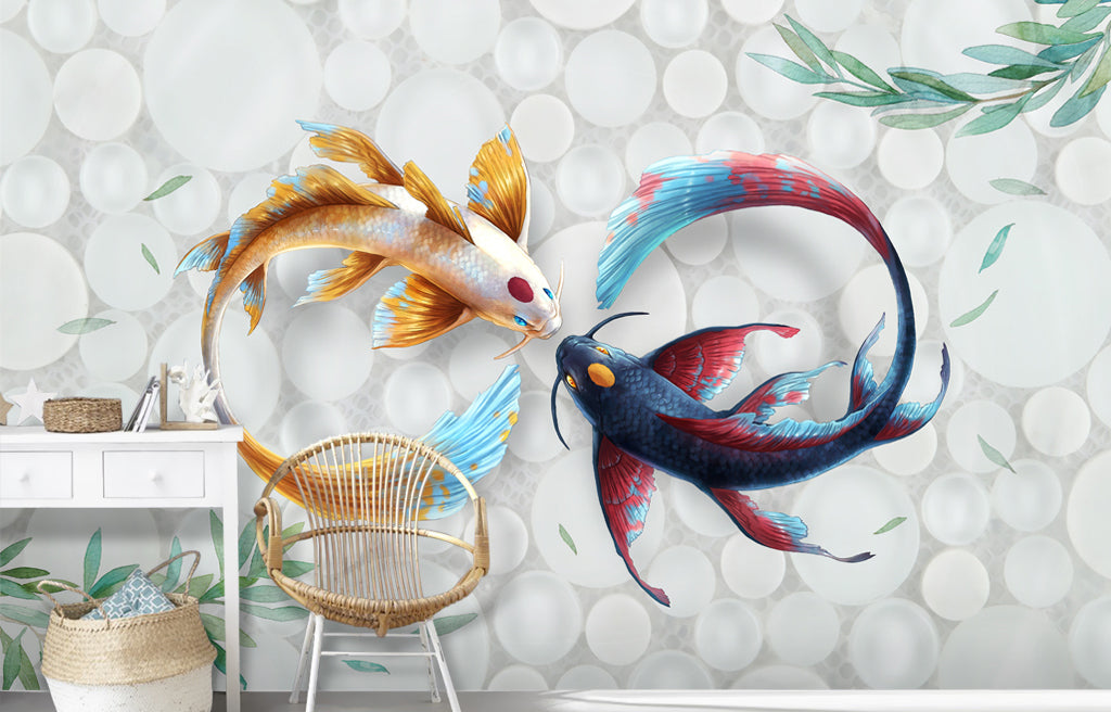 3D Kissing Fish WG137 Wall Murals