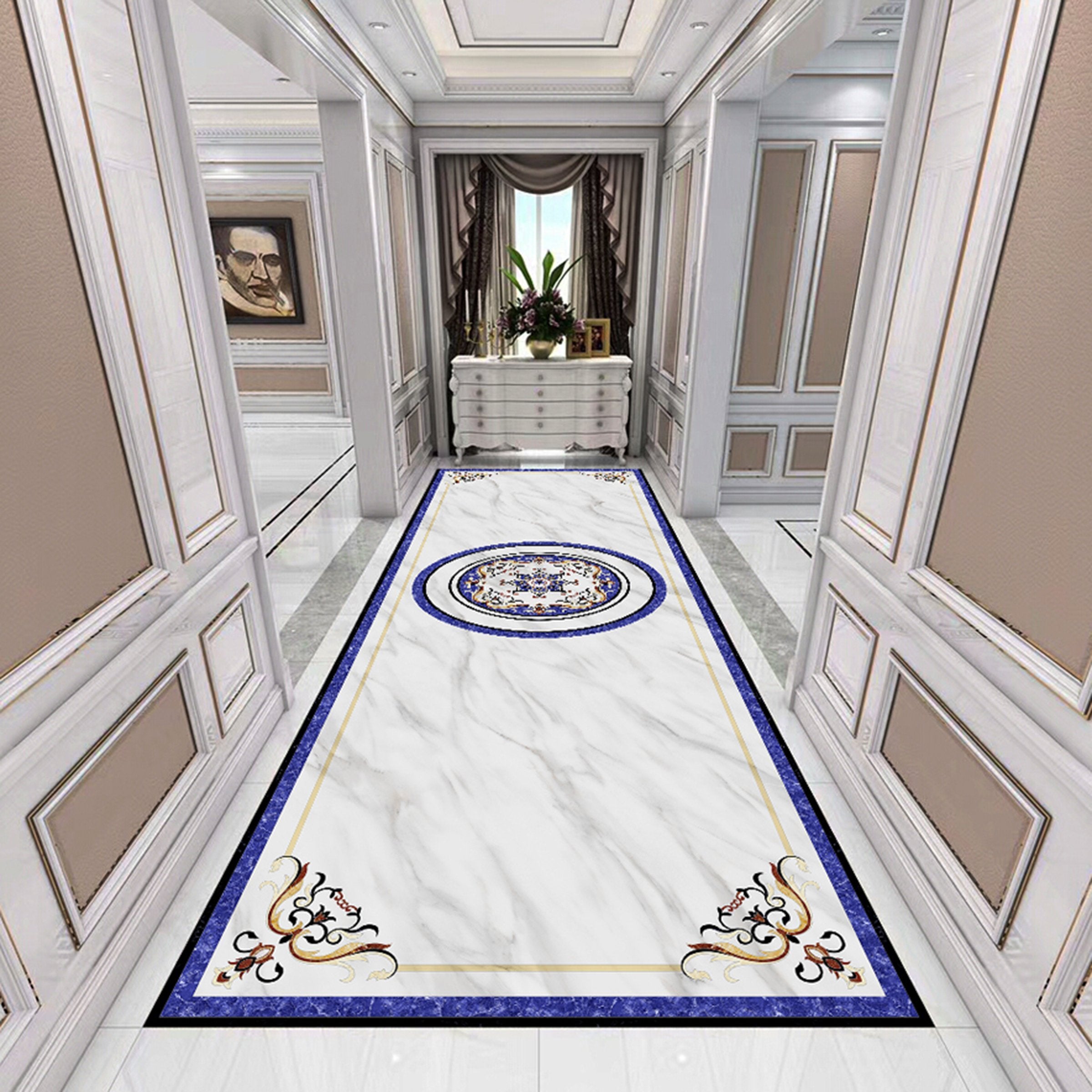 3D Blue Round WG243 Floor Mural Wallpaper AJ Wallpaper 2 