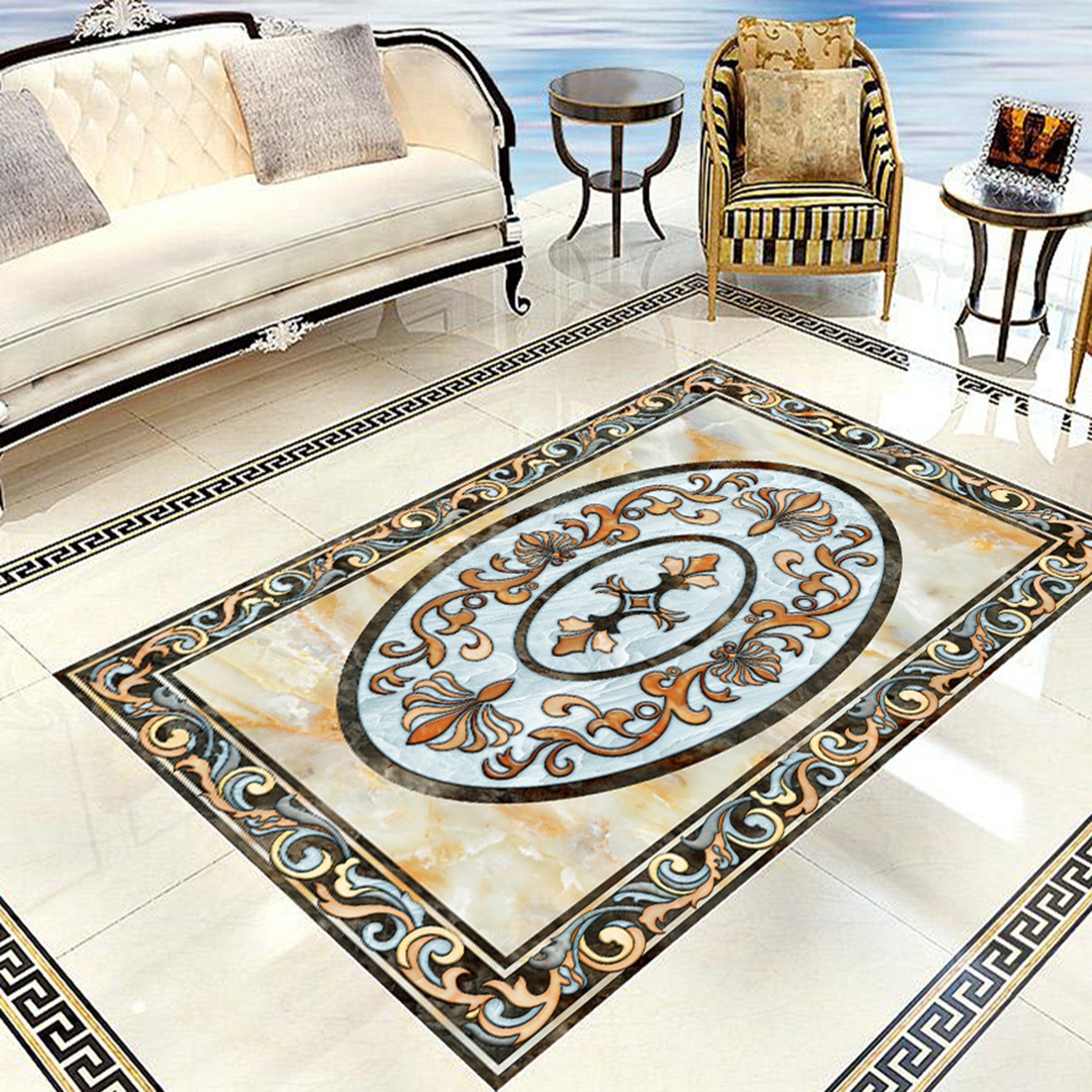 3D Black Orange Pattern WG727 Floor Mural Wallpaper AJ Wallpaper 2 