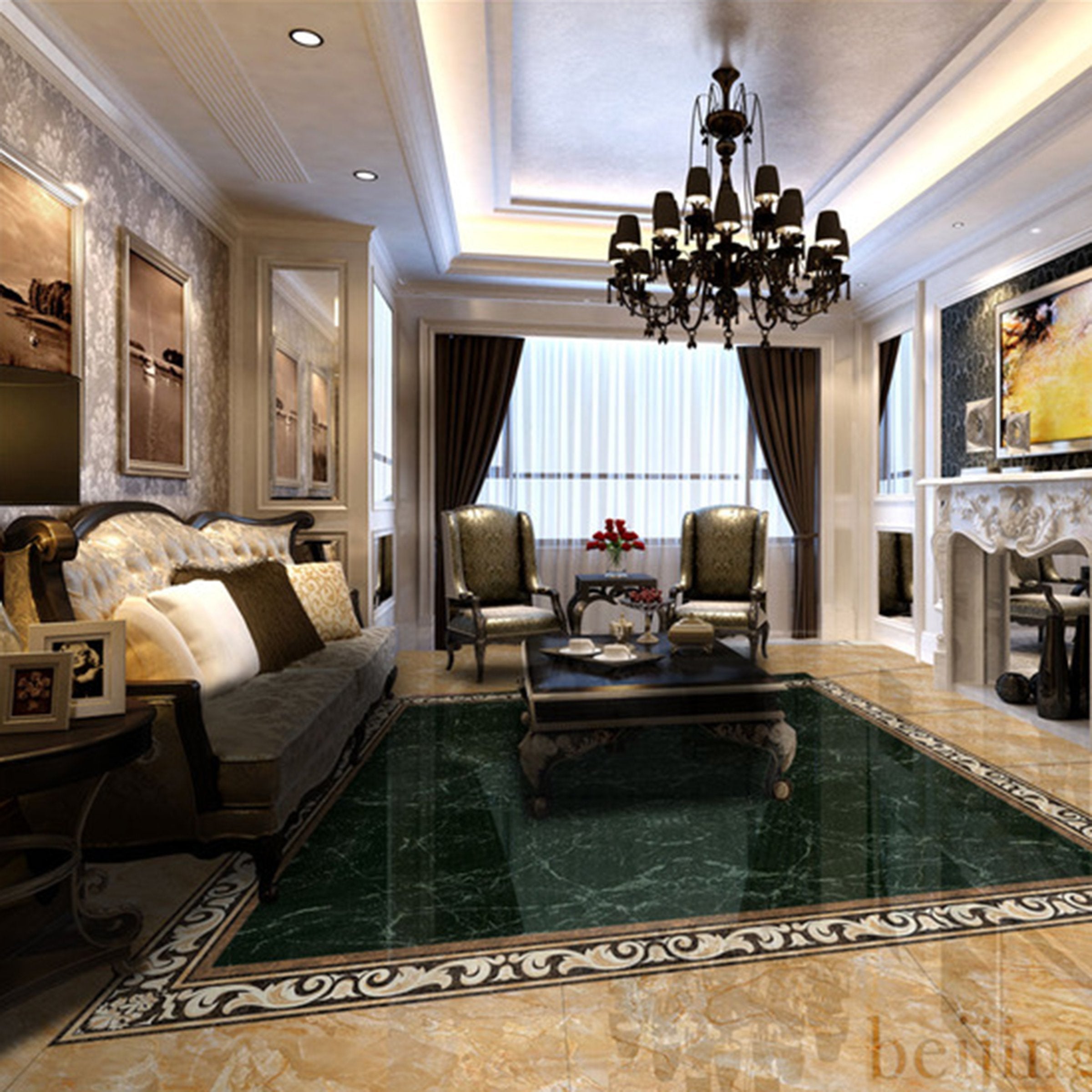 3D Black Marble Pattern WG265 Floor Mural Wallpaper AJ Wallpaper 2 