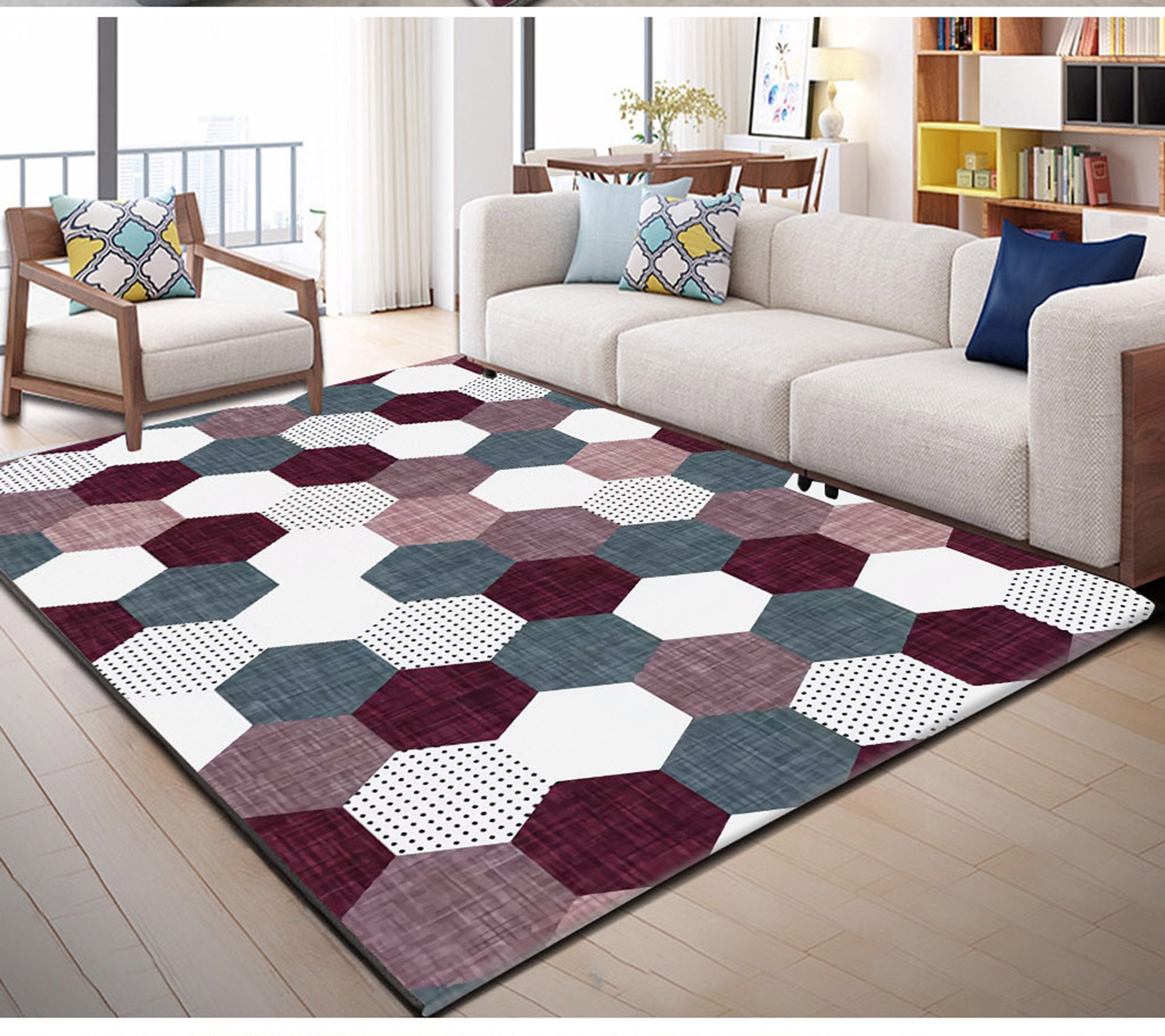3D Colored Geometric Pattern WG553 Non Slip Rug Mat Mat AJ Creativity Home 