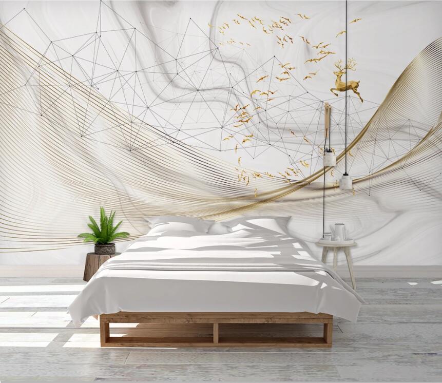 3D Golden Goose Flock WC2640 Wall Murals