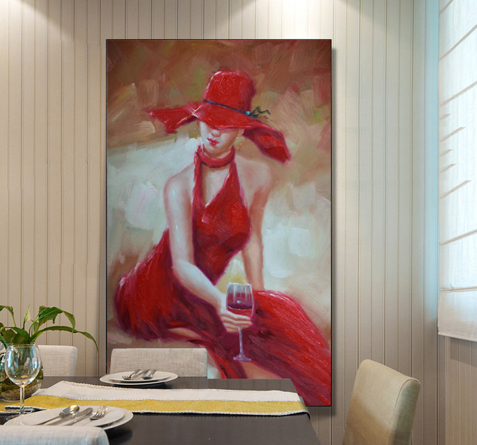 3D Woman Red Wine WG071 Wall Murals
