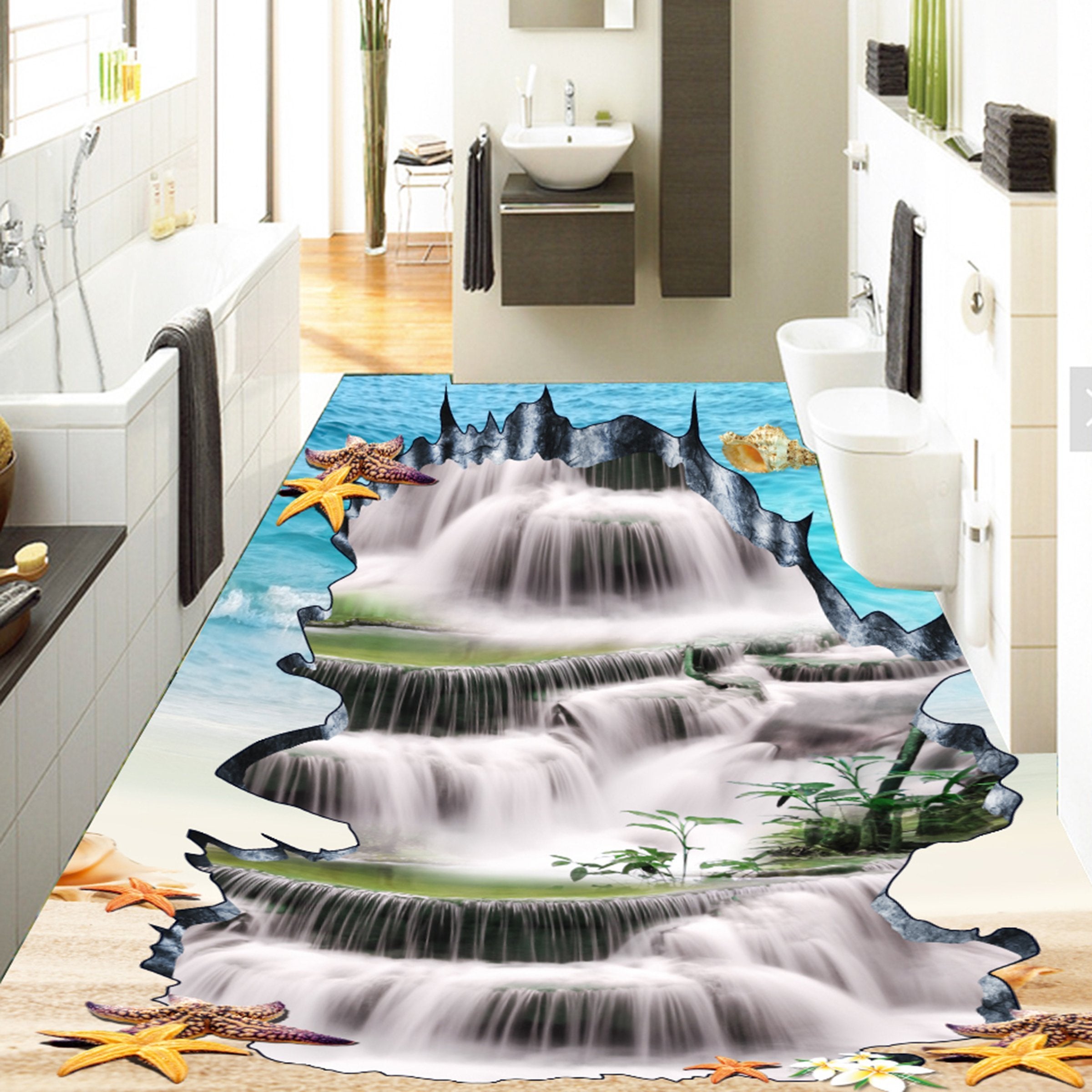 3D High Mountain Water WG408 Floor Mural Wallpaper AJ Wallpaper 2 