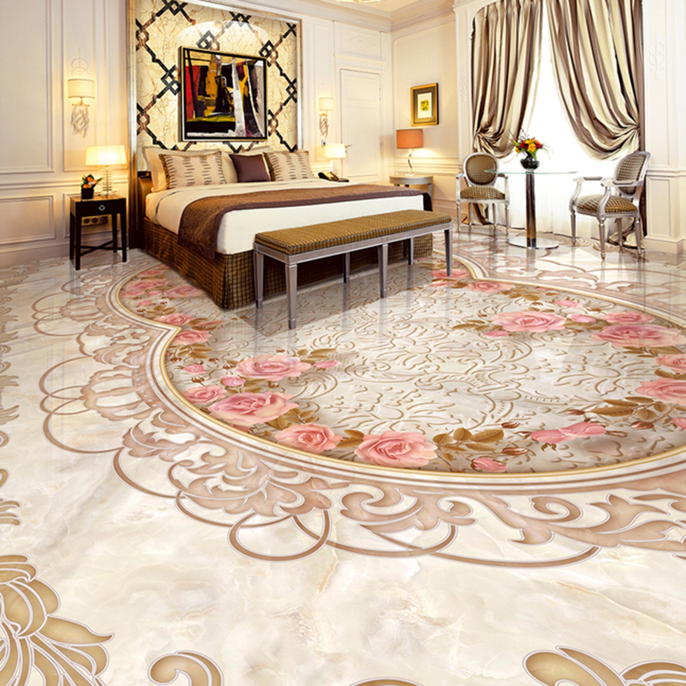 3D Flower Pattern WG158 Floor Mural Wallpaper AJ Wallpaper 2 