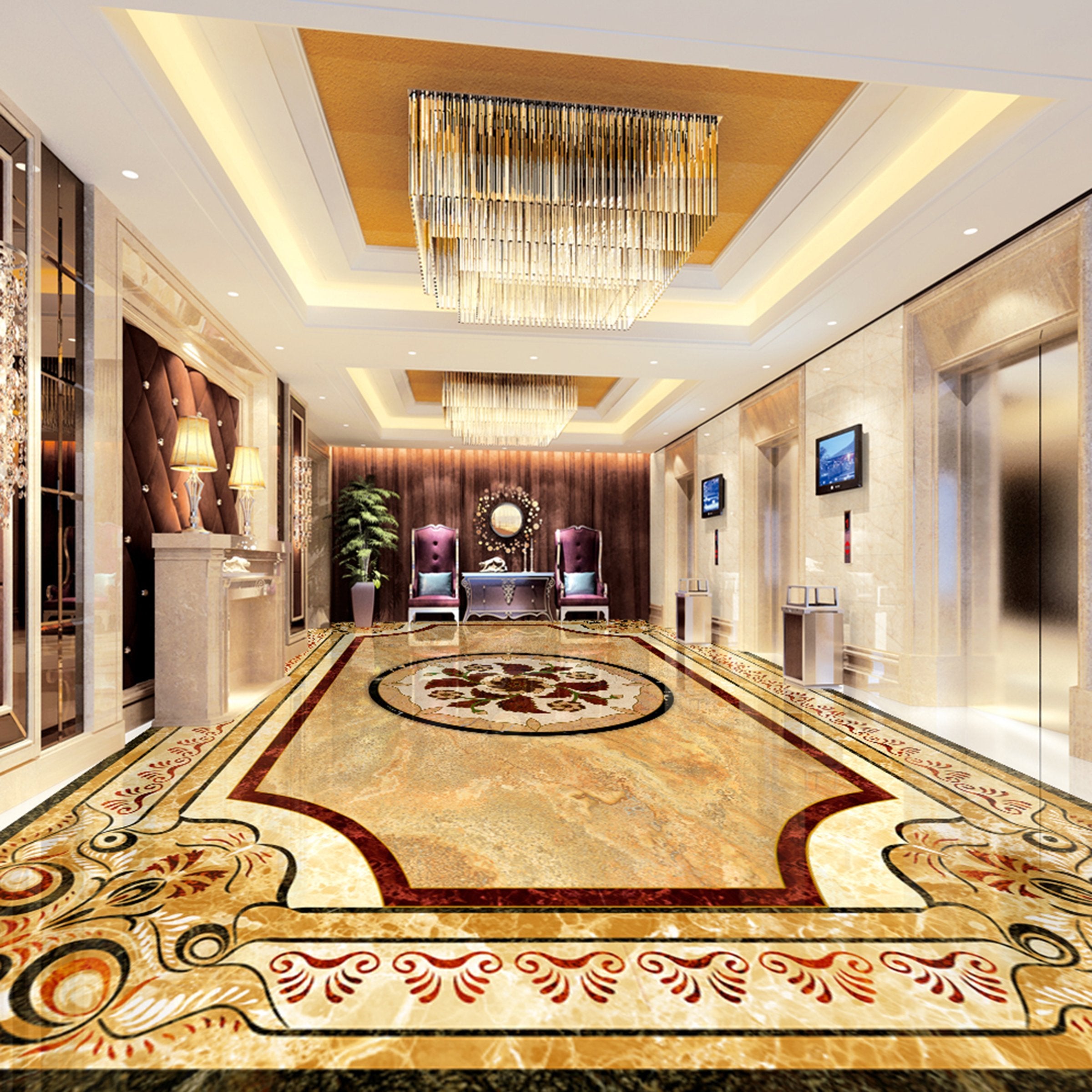 3D Black Rectangle Pattern WG618 Floor Mural Wallpaper AJ Wallpaper 2 