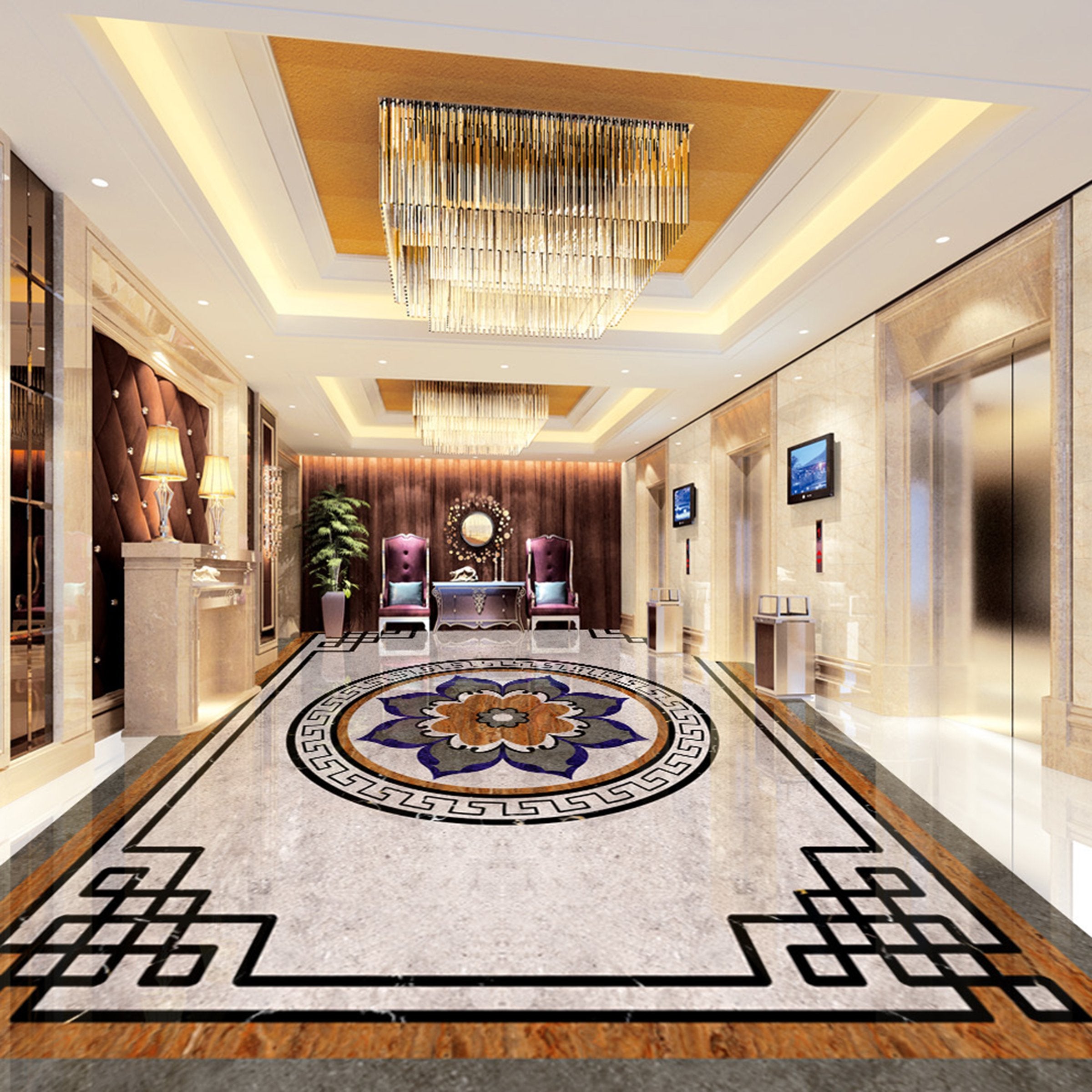 3D Flower Marble Pattern WG554 Floor Mural Wallpaper AJ Wallpaper 2 