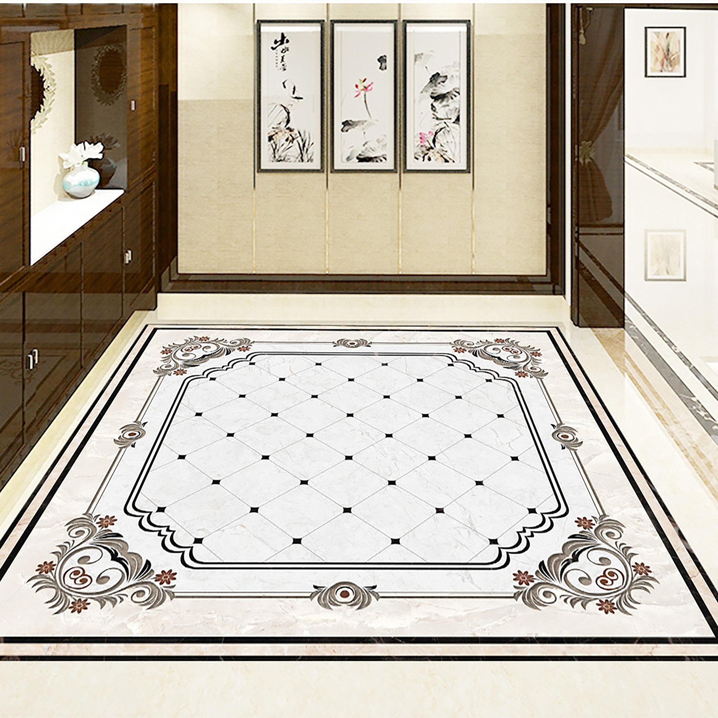 3D Black Diamond Marble WG239 Floor Mural Wallpaper AJ Wallpaper 2 