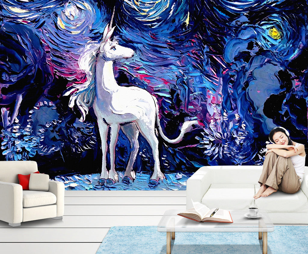 3D Painting Unicorn WG008 Wall Murals