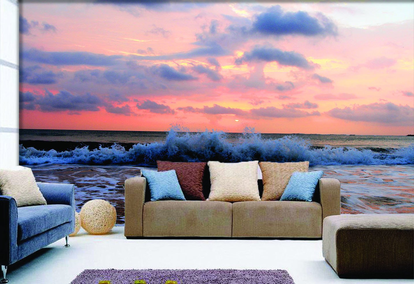 Sunset Sea Waves Wallpaper AJ Wallpaper 
