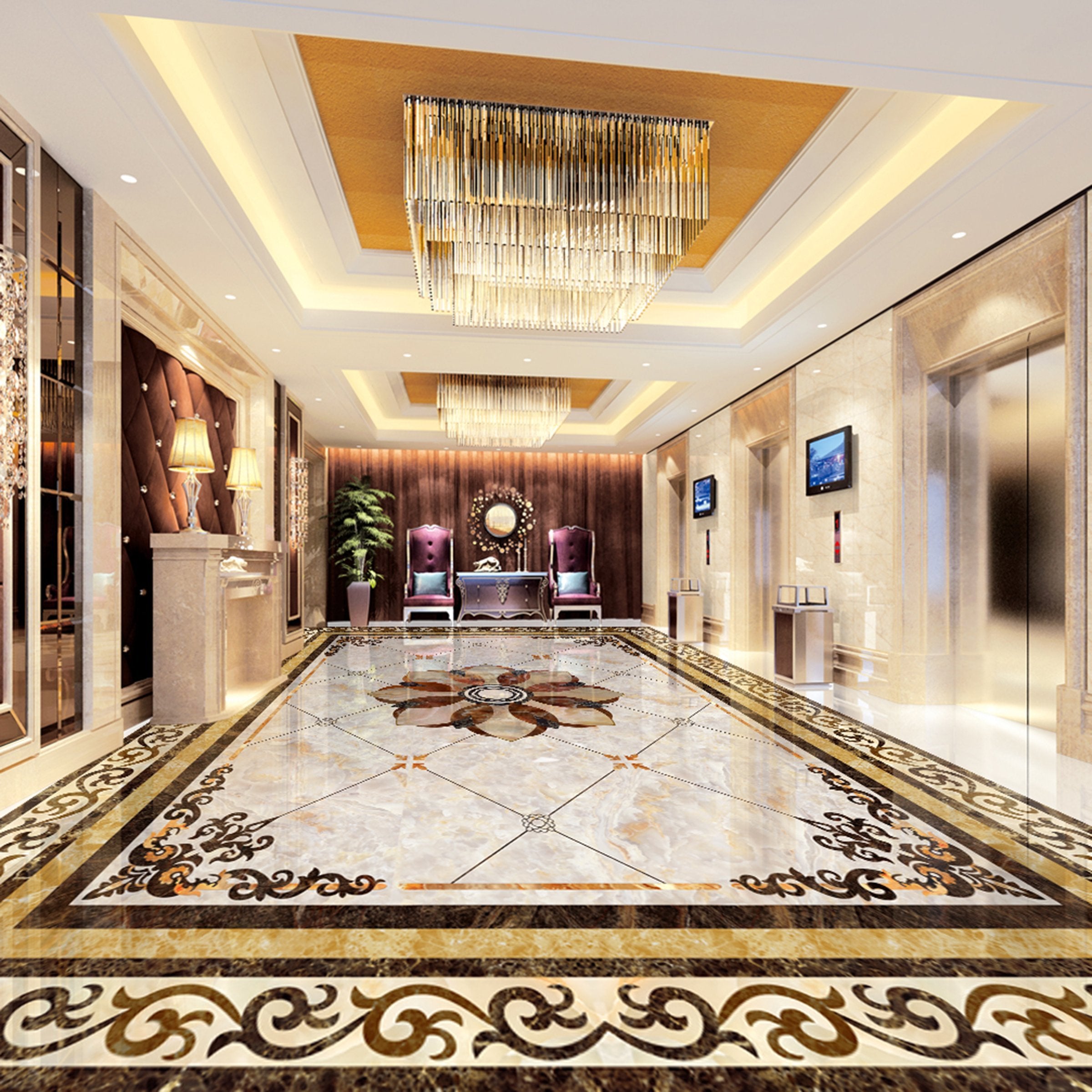 3D Black Rectangle Pattern WG616 Floor Mural Wallpaper AJ Wallpaper 2 