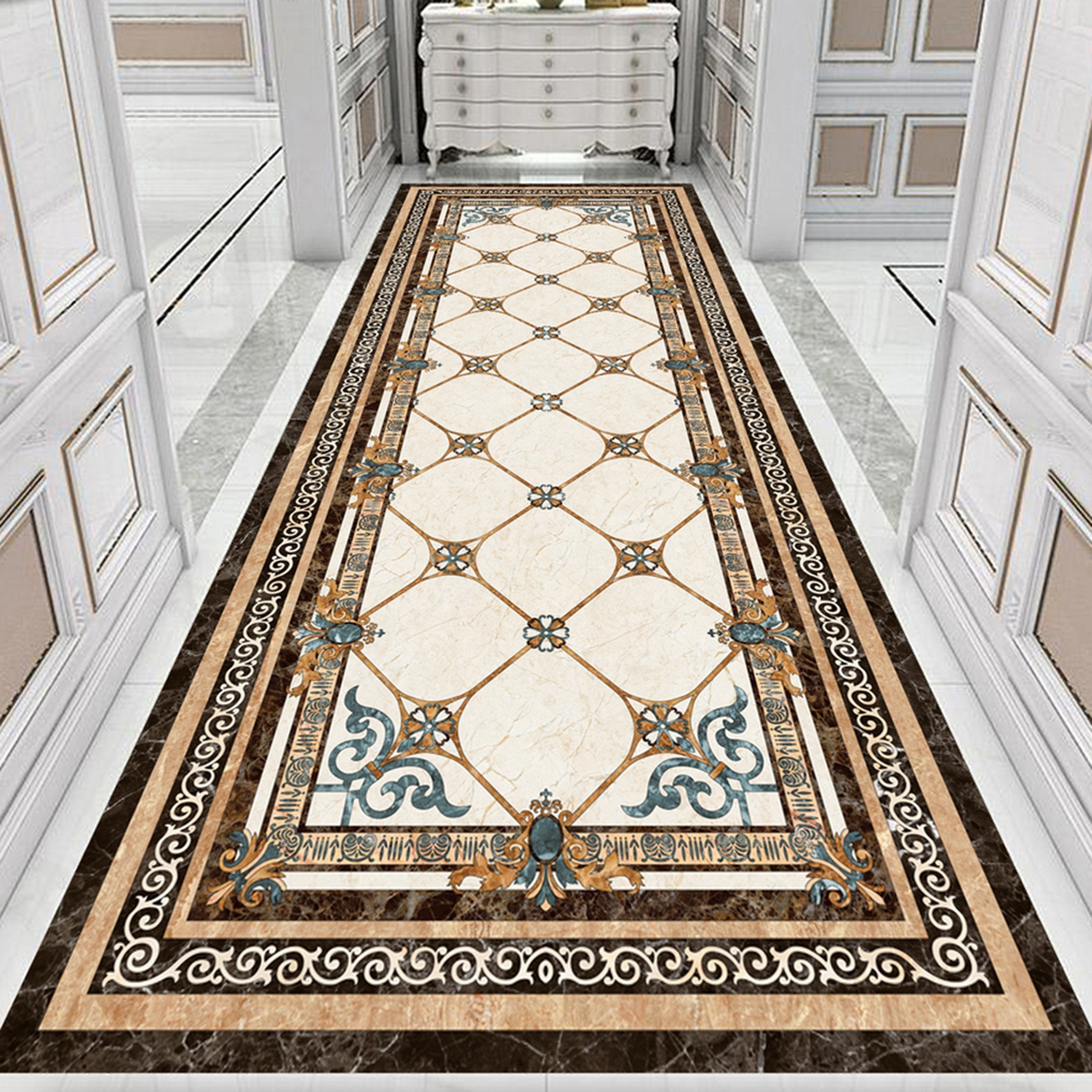 3D Rectangular Orange Stripes WG715 Floor Mural Wallpaper AJ Wallpaper 2 