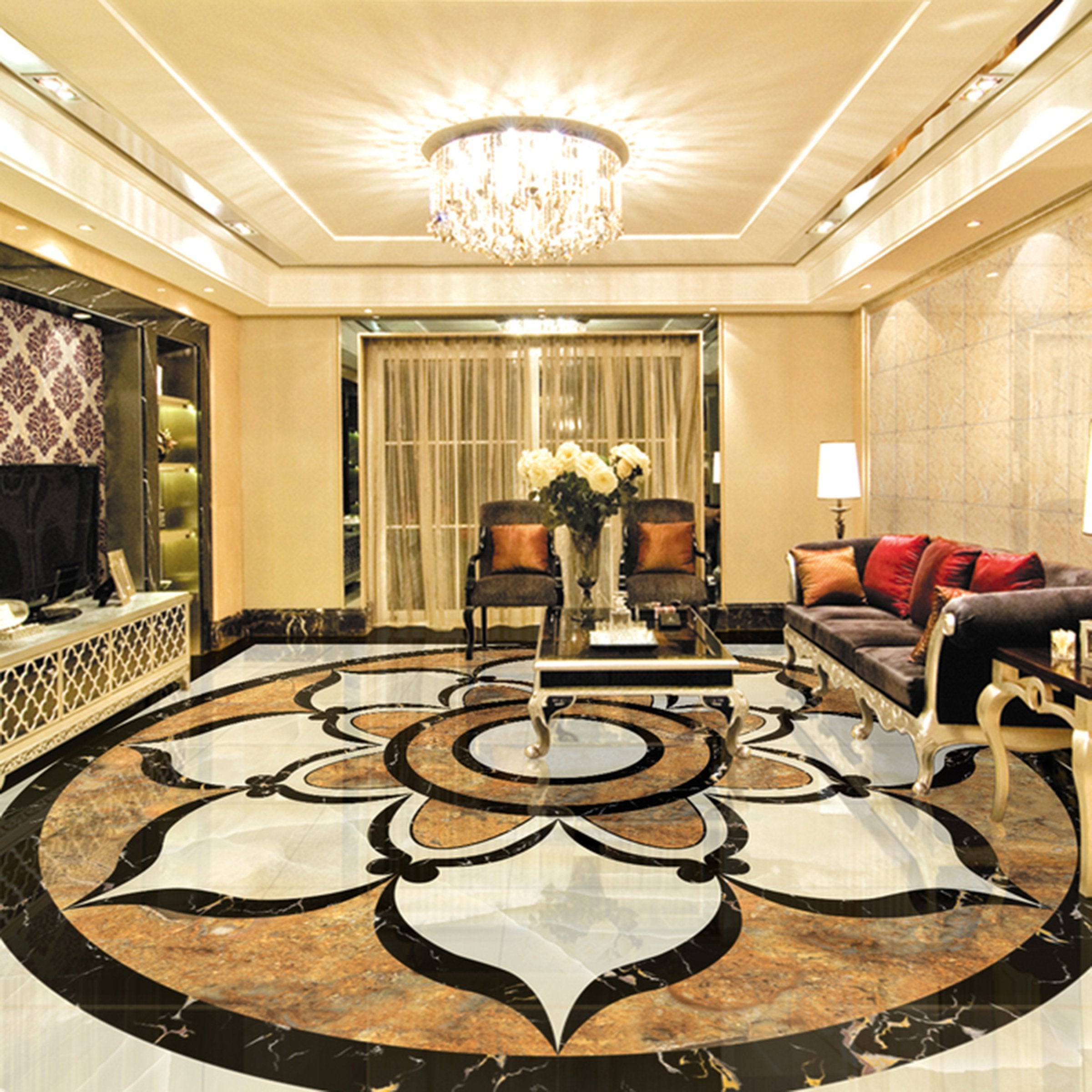 3D Black Marble Pattern WG395 Floor Mural Wallpaper AJ Wallpaper 2 