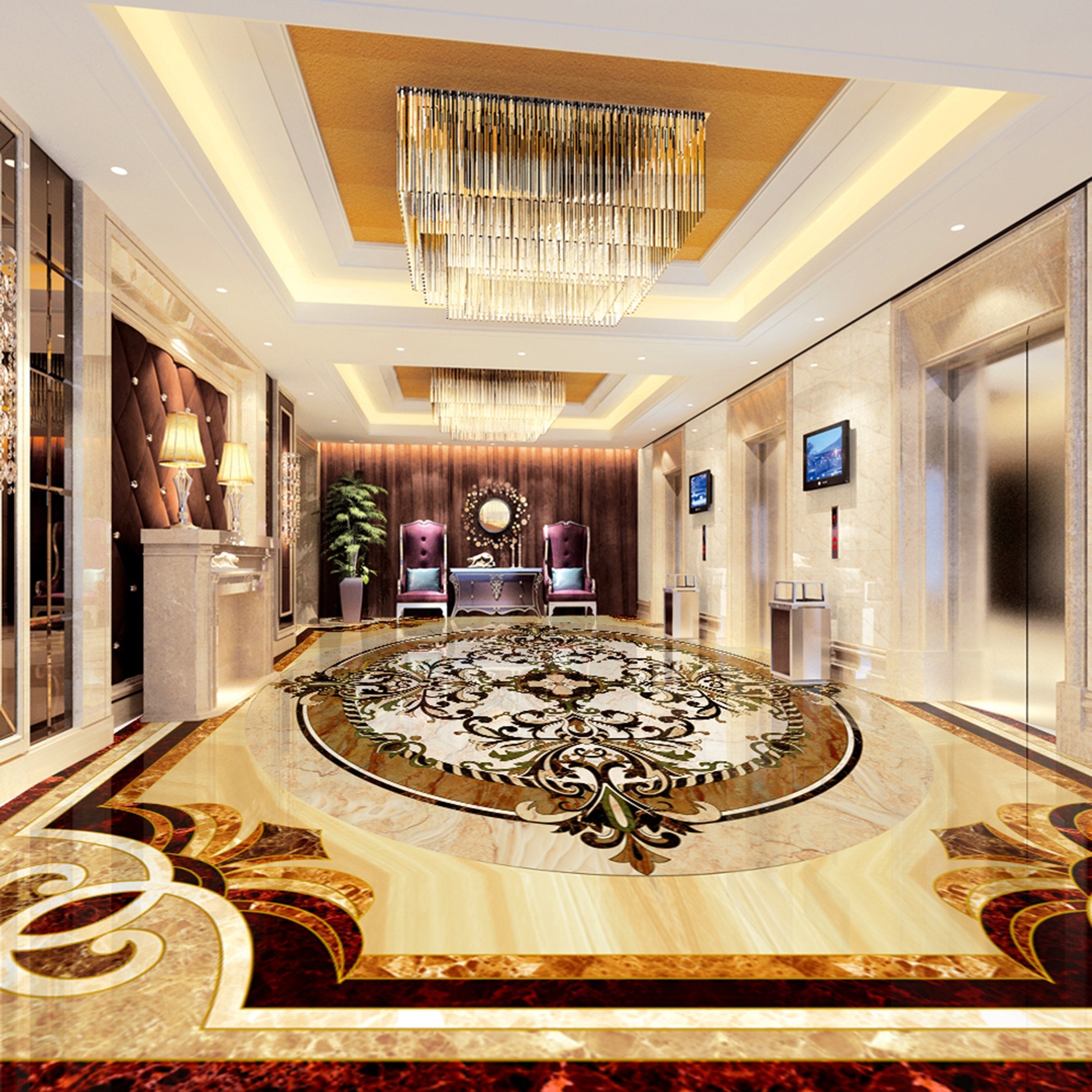 3D Marble Round Pattern WG427 Floor Mural Wallpaper AJ Wallpaper 2 