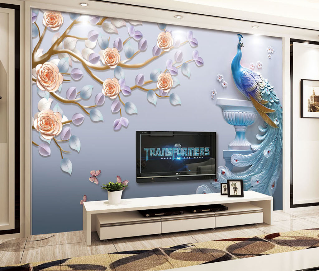 3D Peacock Statue WG201 Wall Murals