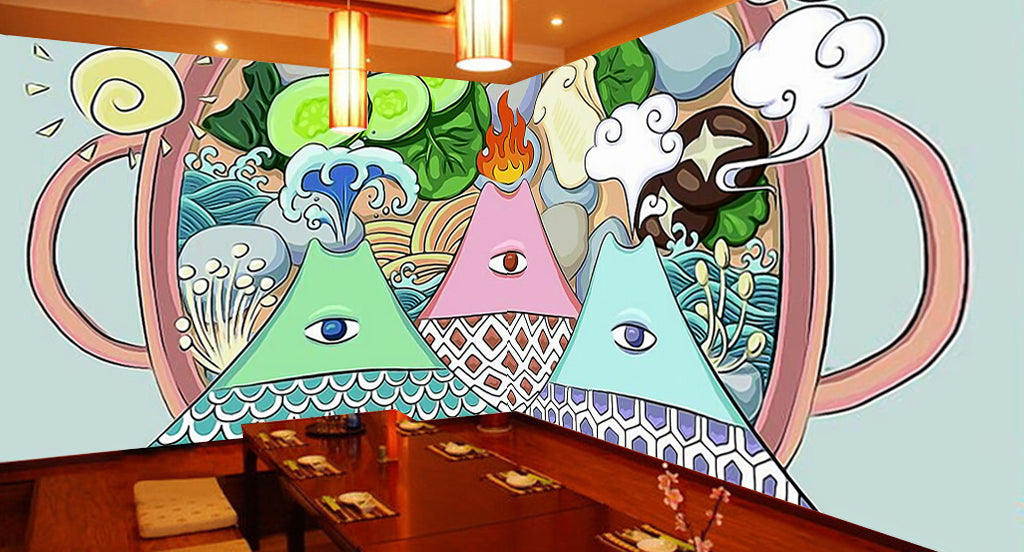 3D Cartoon Mountain WG351 Wall Murals