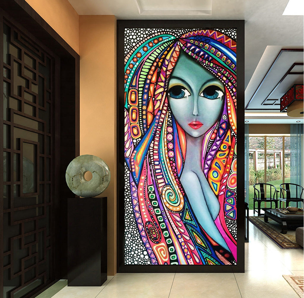 3D Diamond Girl WG052 Wall Murals