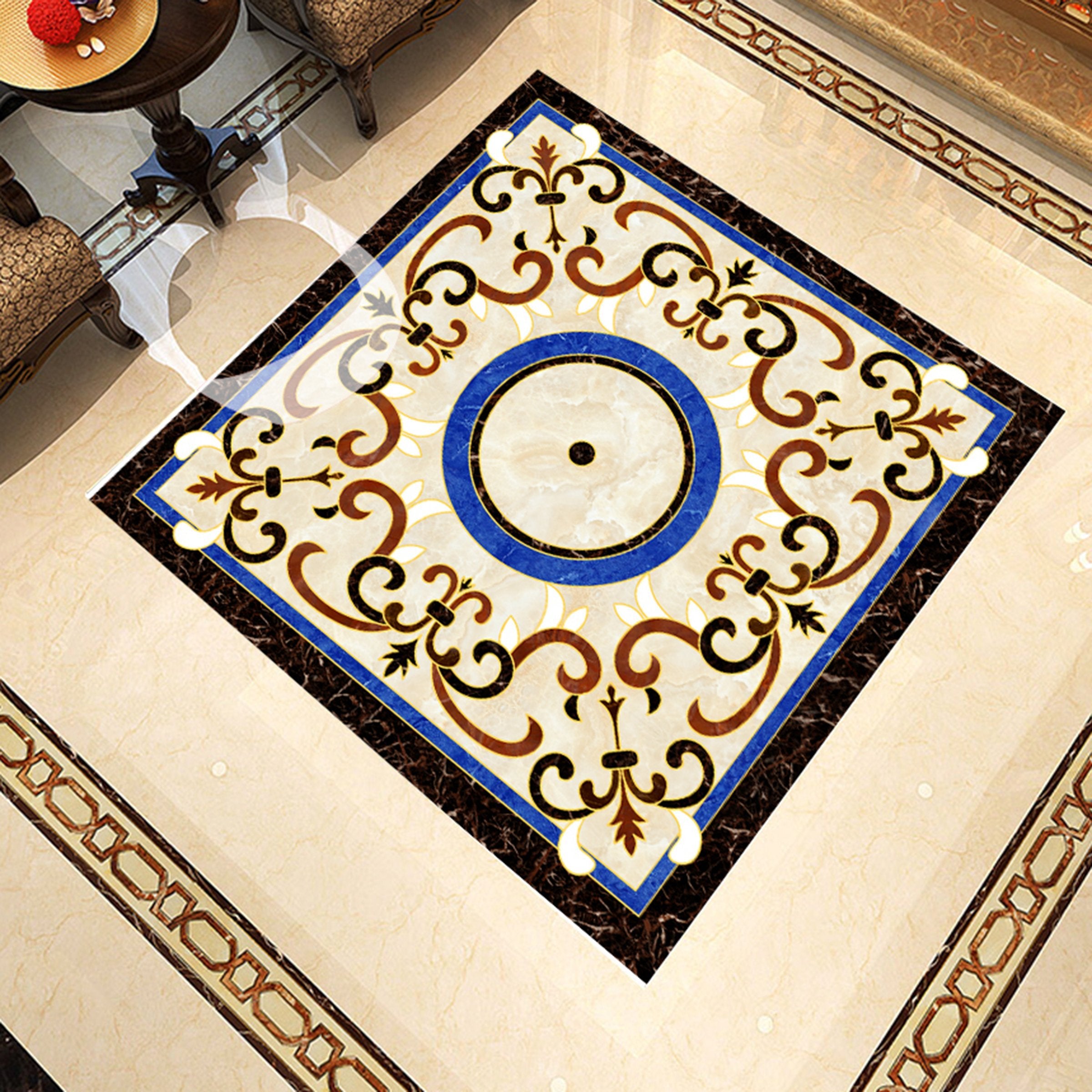 3D Blue Pattern WG707 Floor Mural Wallpaper AJ Wallpaper 2 