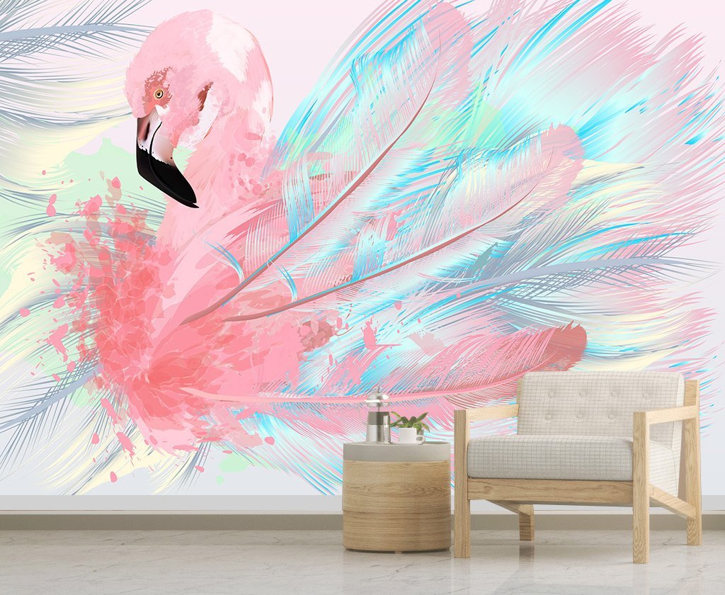 3D Pink Bird 178 Wall Murals Wallpaper AJ Wallpaper 2 