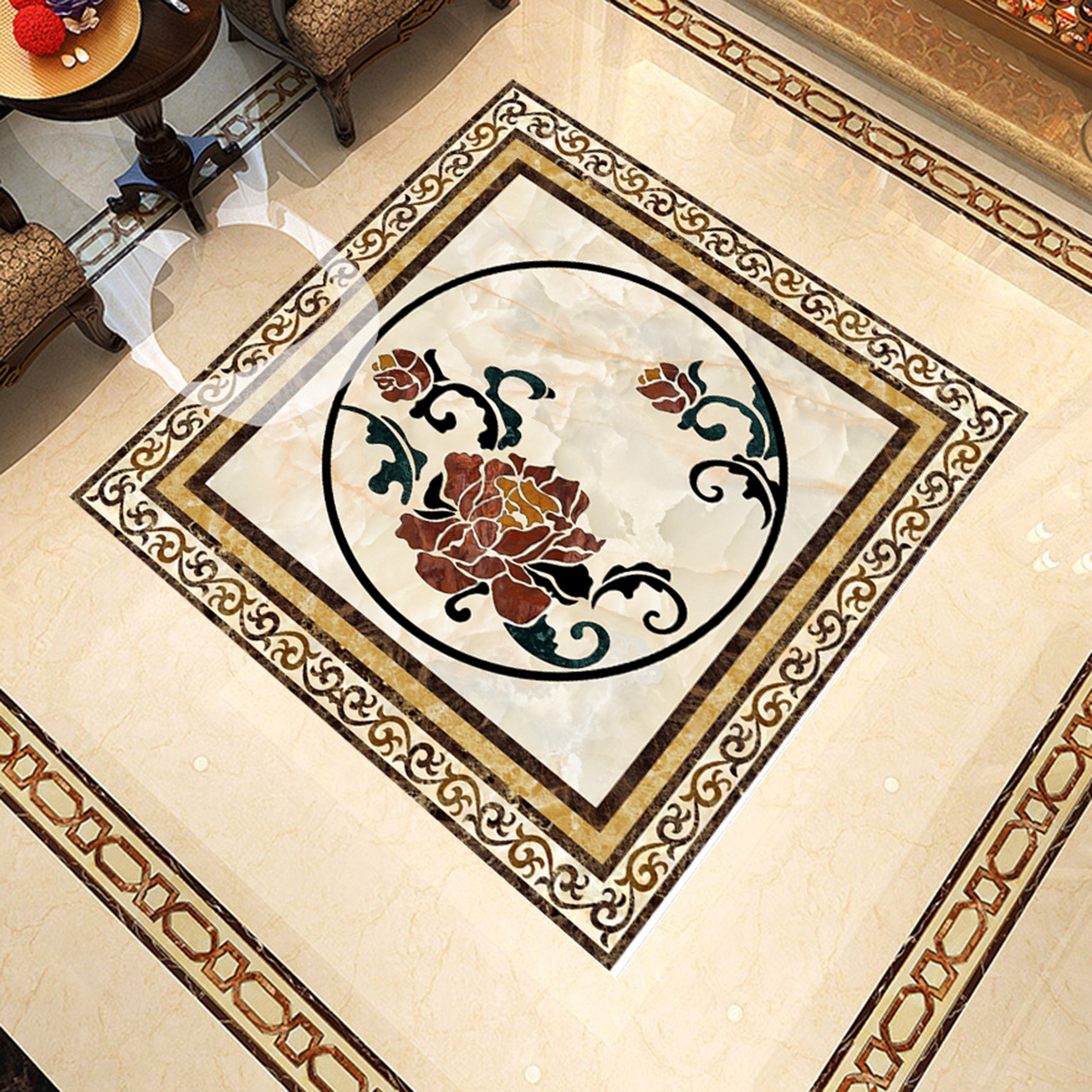 3D Round Rose WG686 Floor Mural Wallpaper AJ Wallpaper 2 