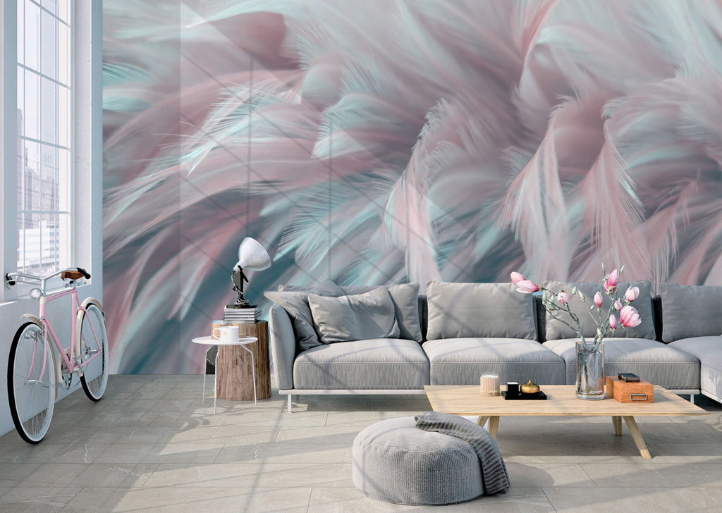 3D Pink Feather WG477 Wall Murals