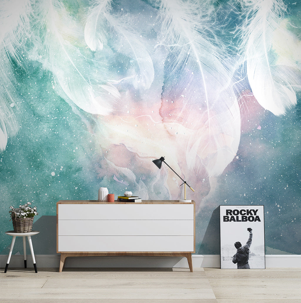 3D White Feather WG055 Wall Murals