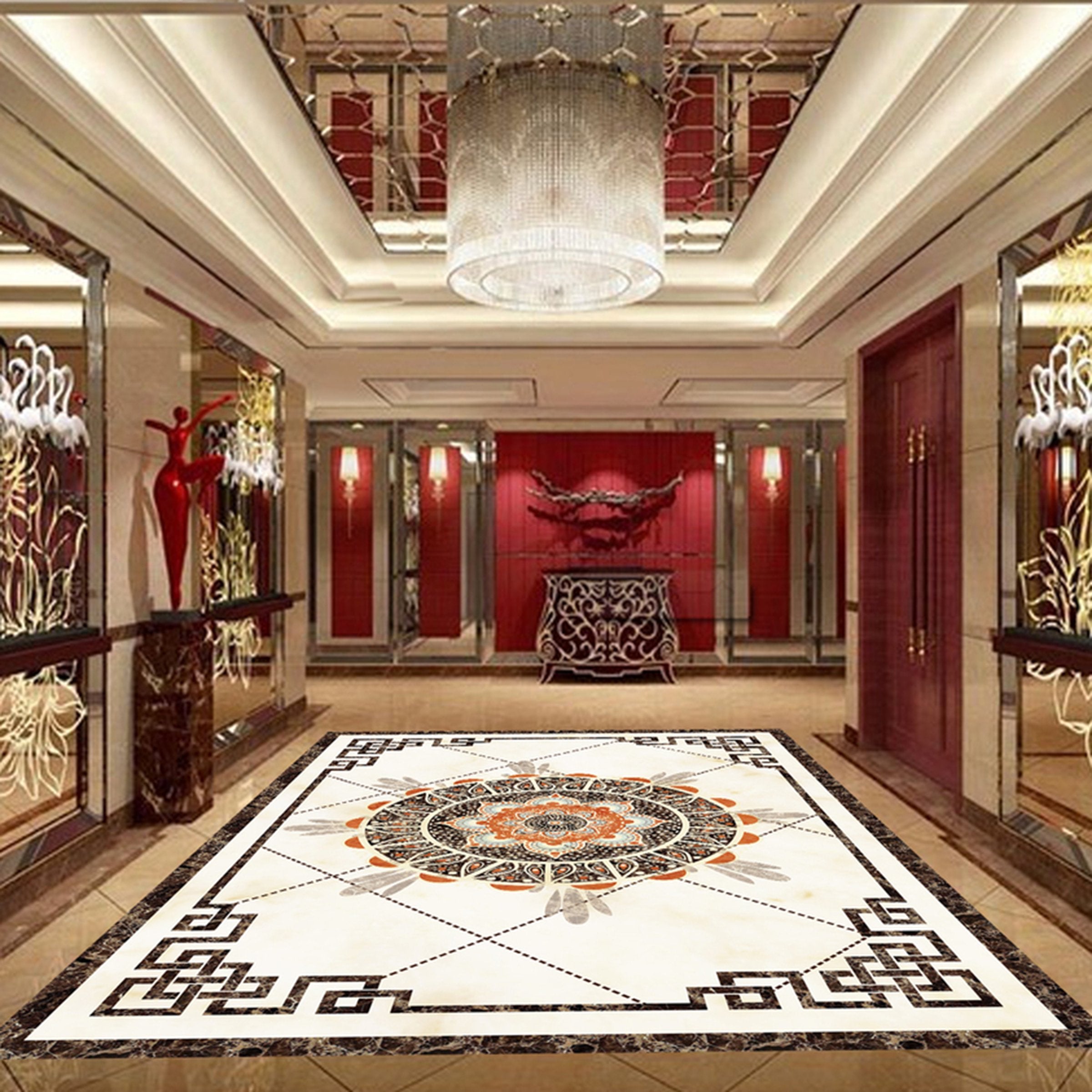 3D Rectangular Black Pattern WG559 Floor Mural Wallpaper AJ Wallpaper 2 