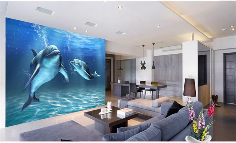 3D Dolphins Gentle 004 Wallpaper AJ Wallpaper 
