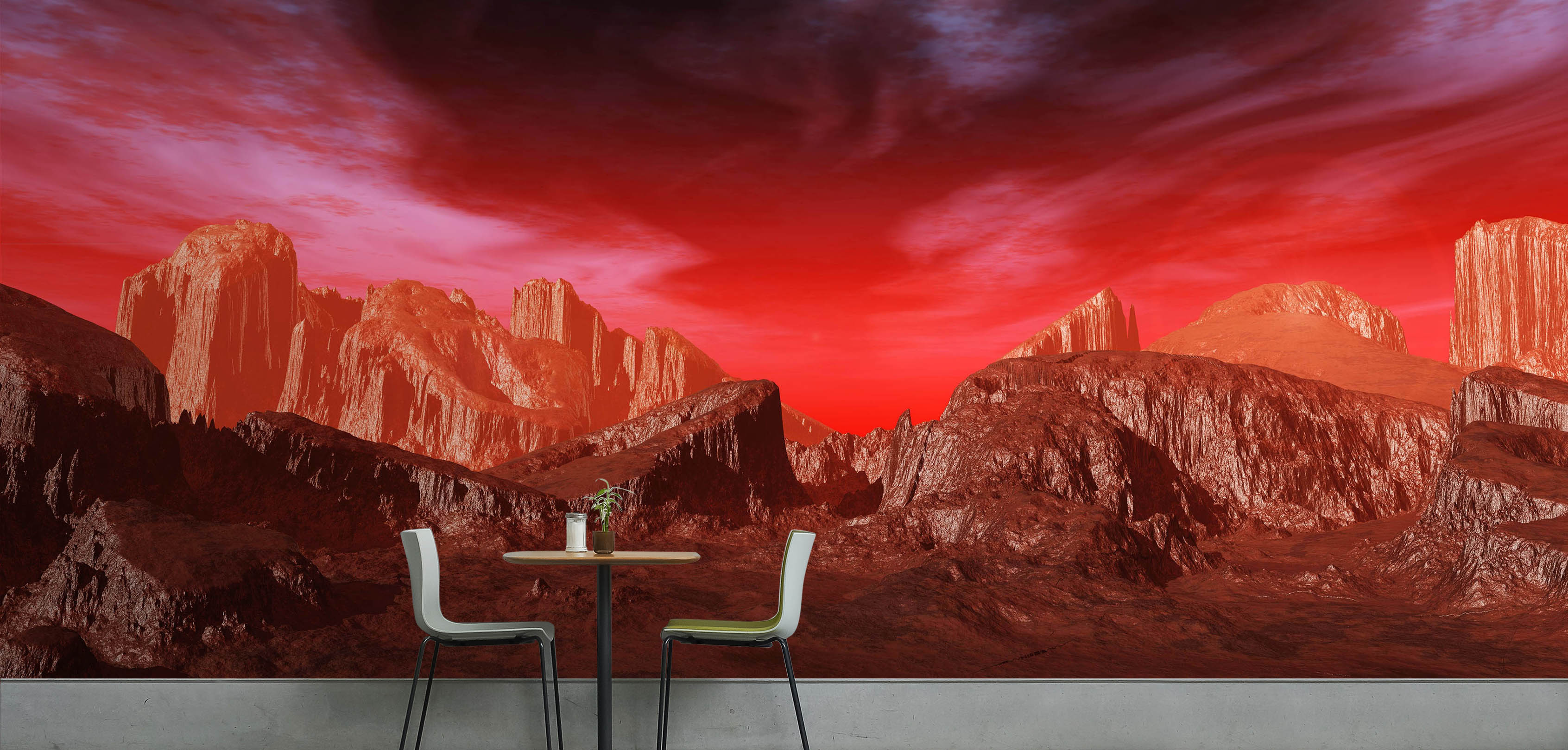 3D Red Sky Mountain Stone 57228 Wall Murals