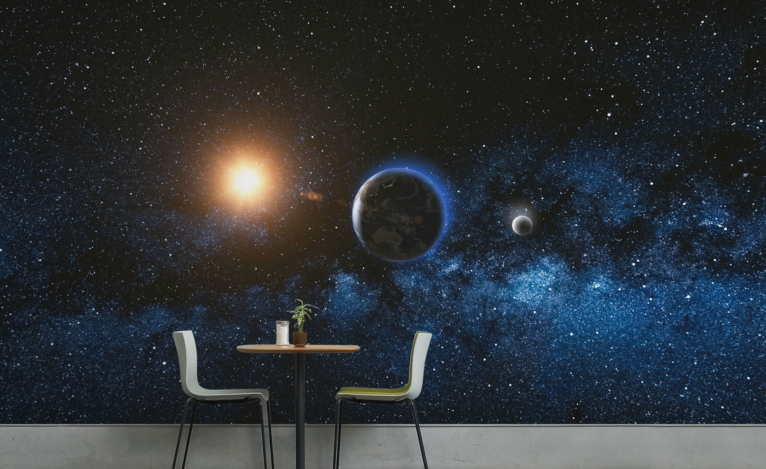 3D Starry Sky Moon Earth Sun 57110 Wall Murals