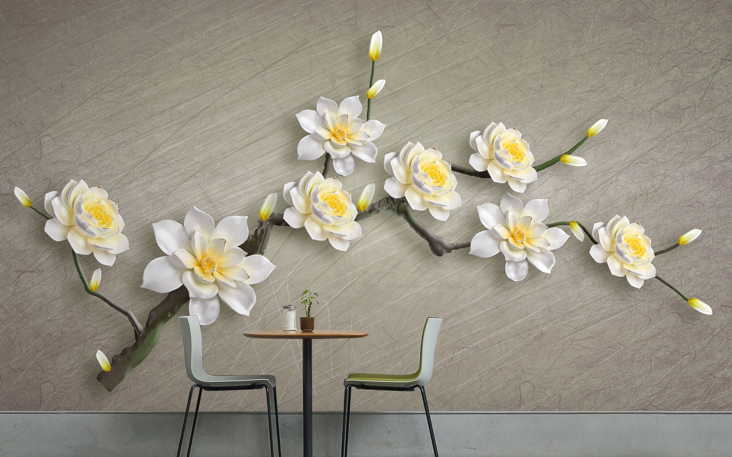 3D White Flowers 1465 Wall Murals