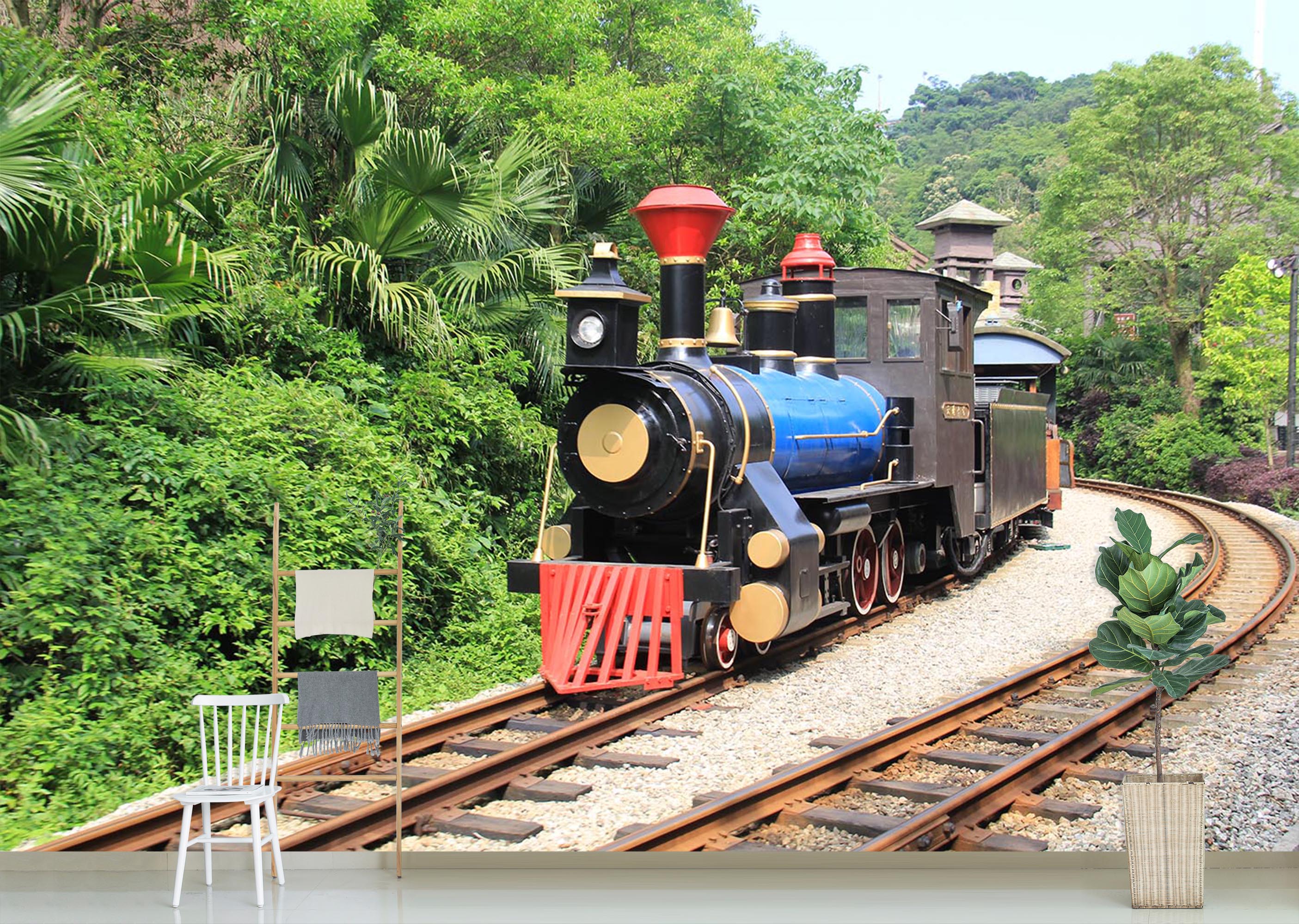 3D Train Mountain 036 Vehicle Wall Murals