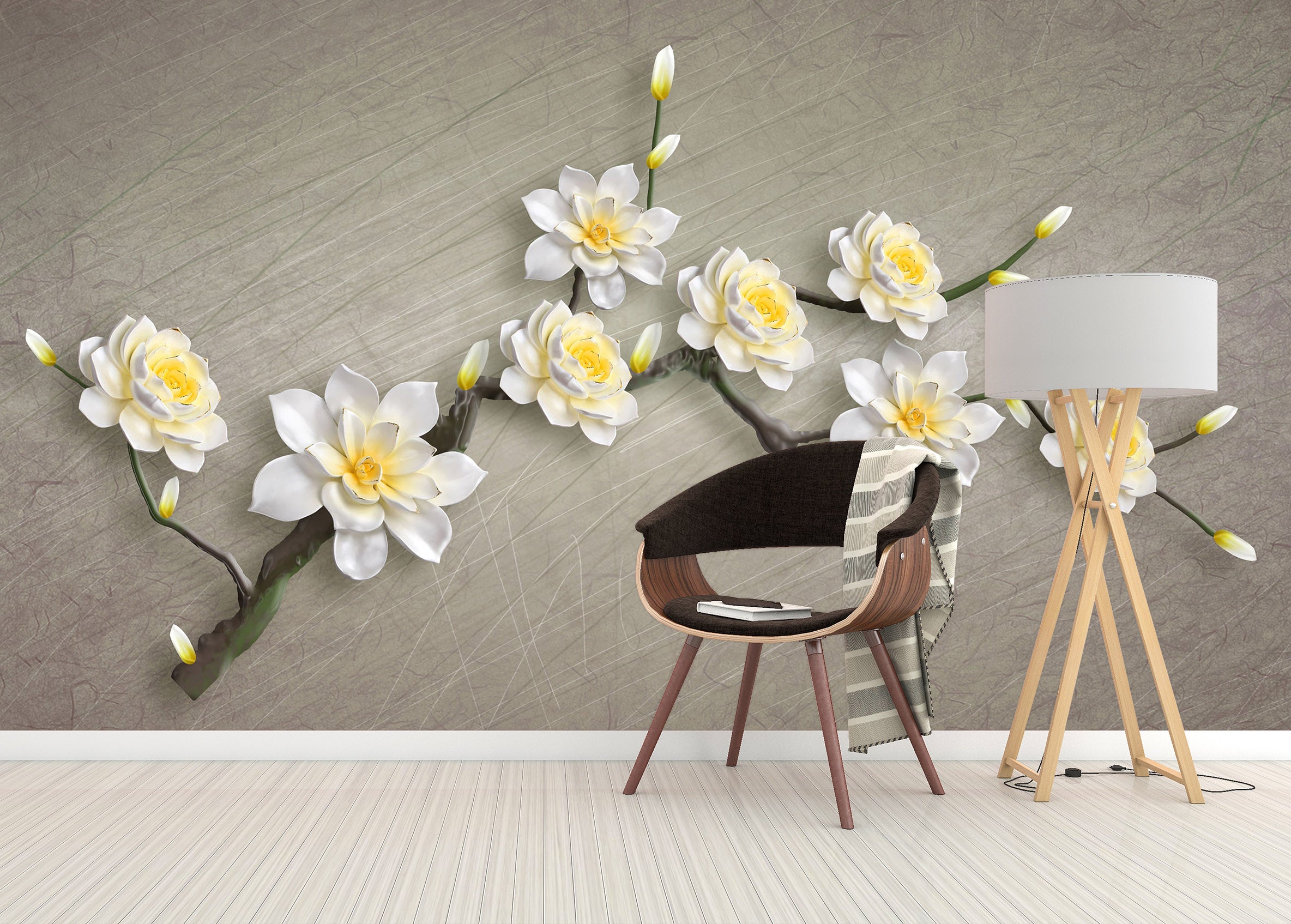 3D White Flowers 1465 Wall Murals