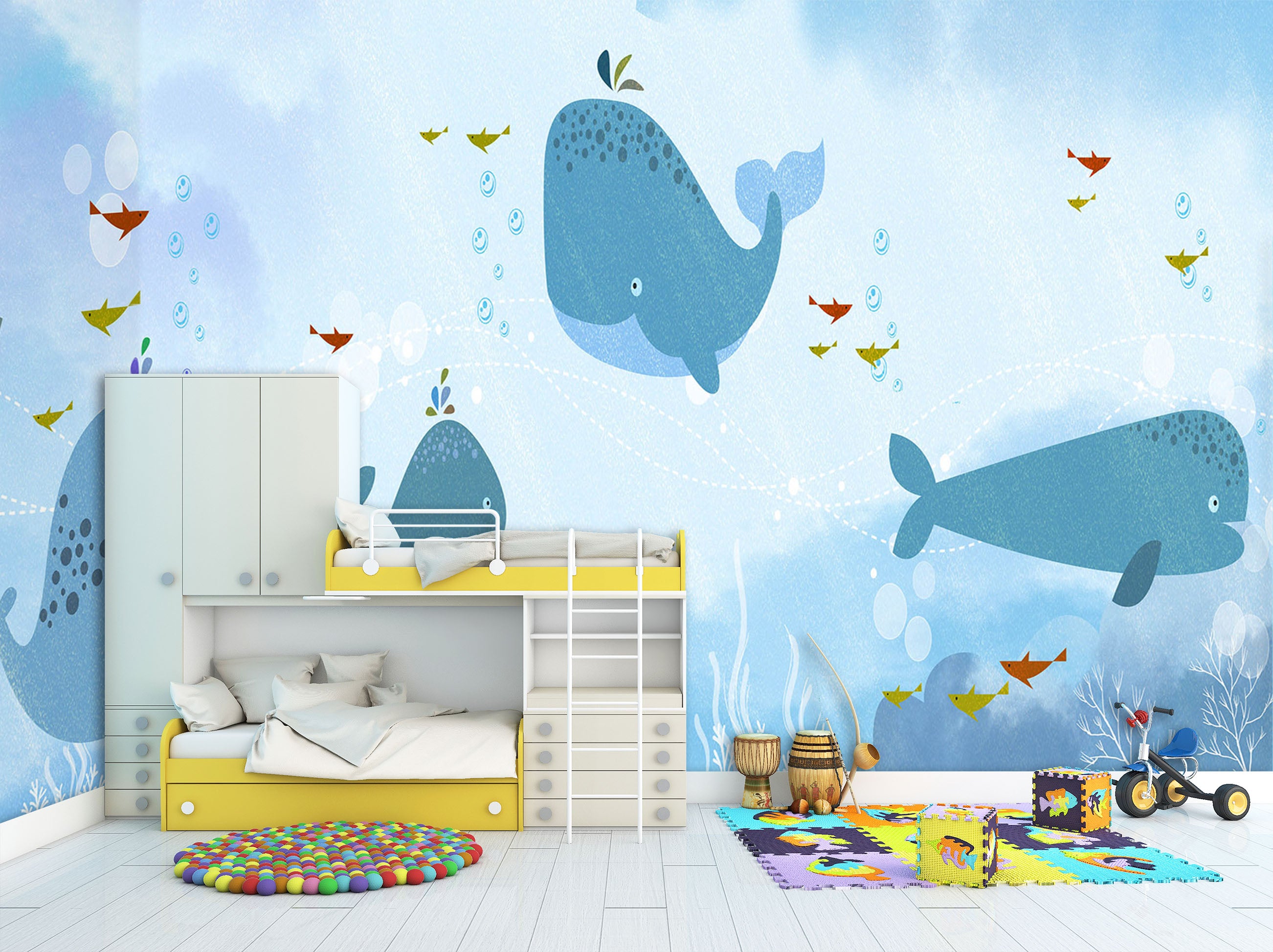 3D Cute Dolphin 008 Wall Murals