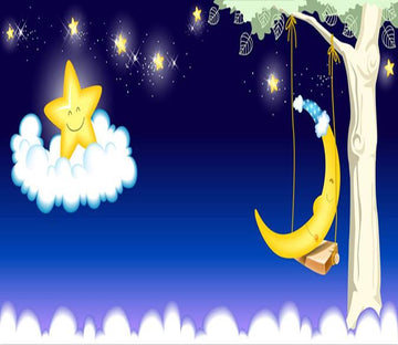 3D Bright Star Moon Night 11 Wallpaper AJ Wallpaper 