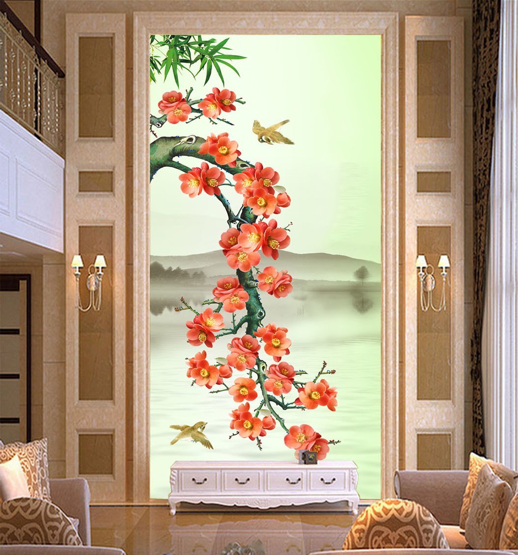 3D River Flower Bird 384 Wallpaper AJ Wallpaper 