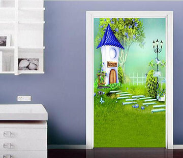 3D castle forest painting door mural Wallpaper AJ Wallpaper 