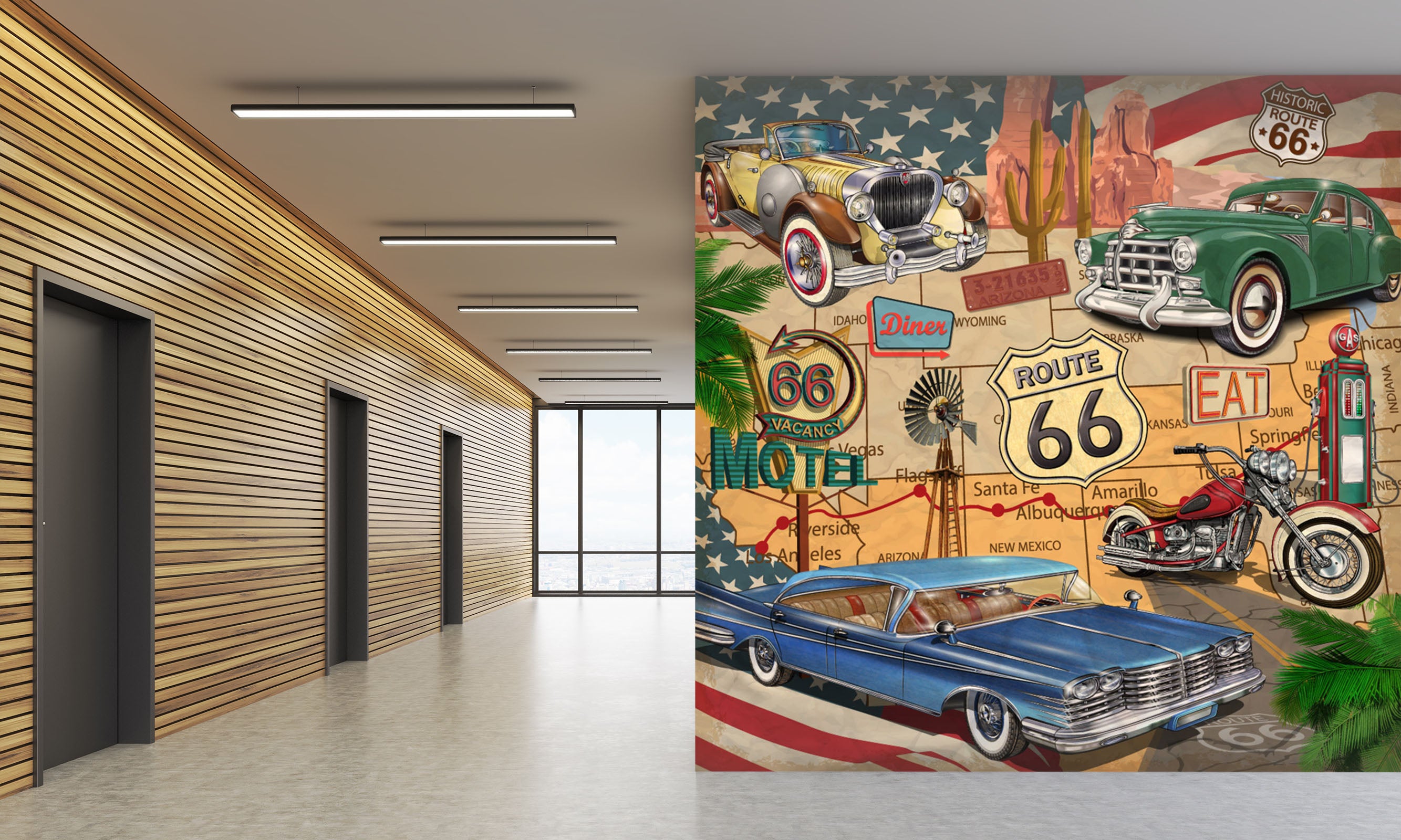 3D Motorcycle Car Map 241 Vehicle Wall Murals