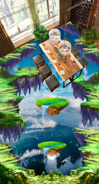 3D Aerial Waterfall 332 Floor Mural Wallpaper AJ Wallpaper 2 