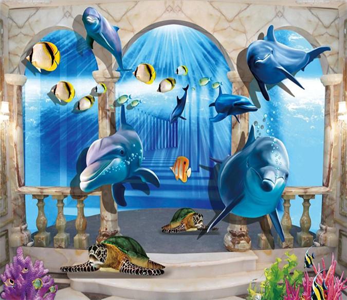 3D Ocean Dolphin 353 Wallpaper AJ Wallpaper 