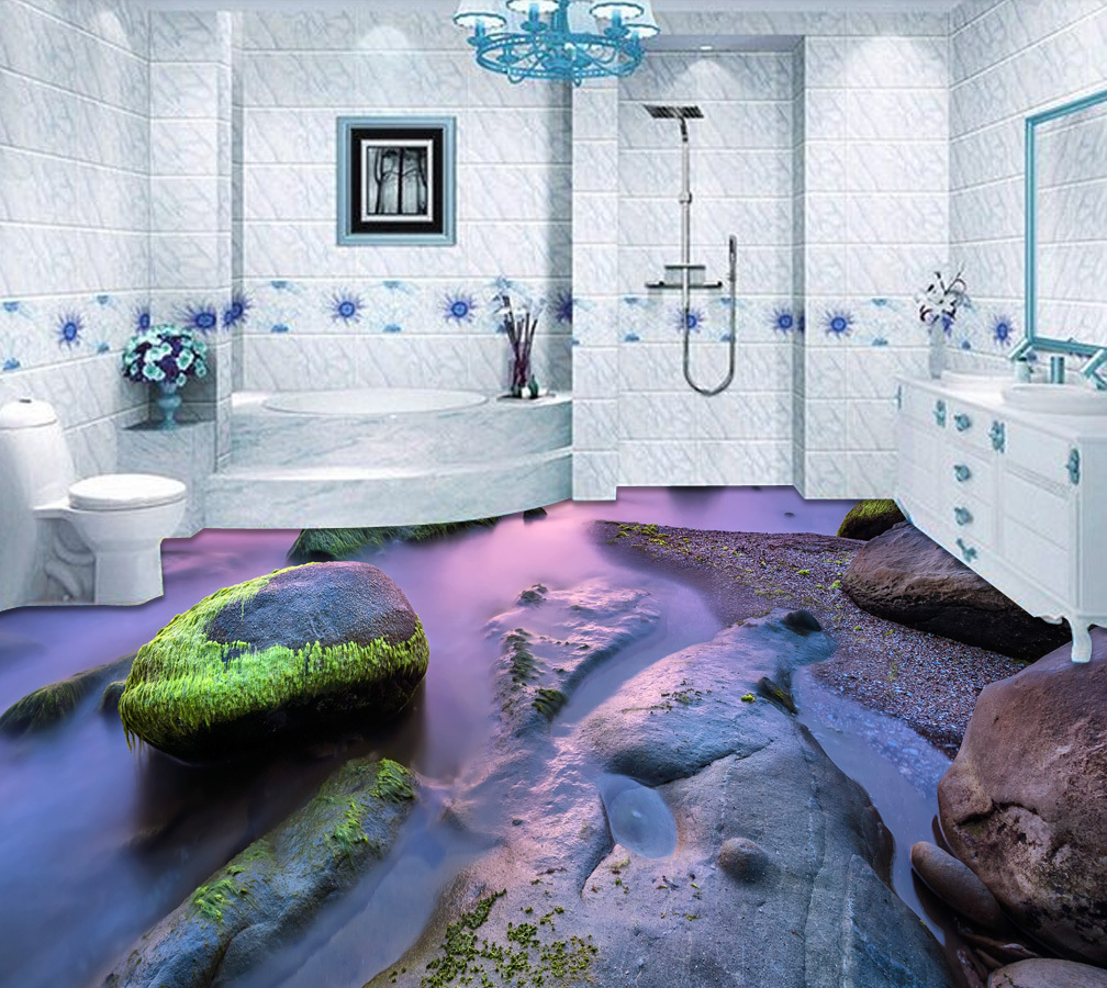 3D Purple Island 519 Floor Mural  Wallpaper Murals Rug & Mat Print Epoxy waterproof bath floor